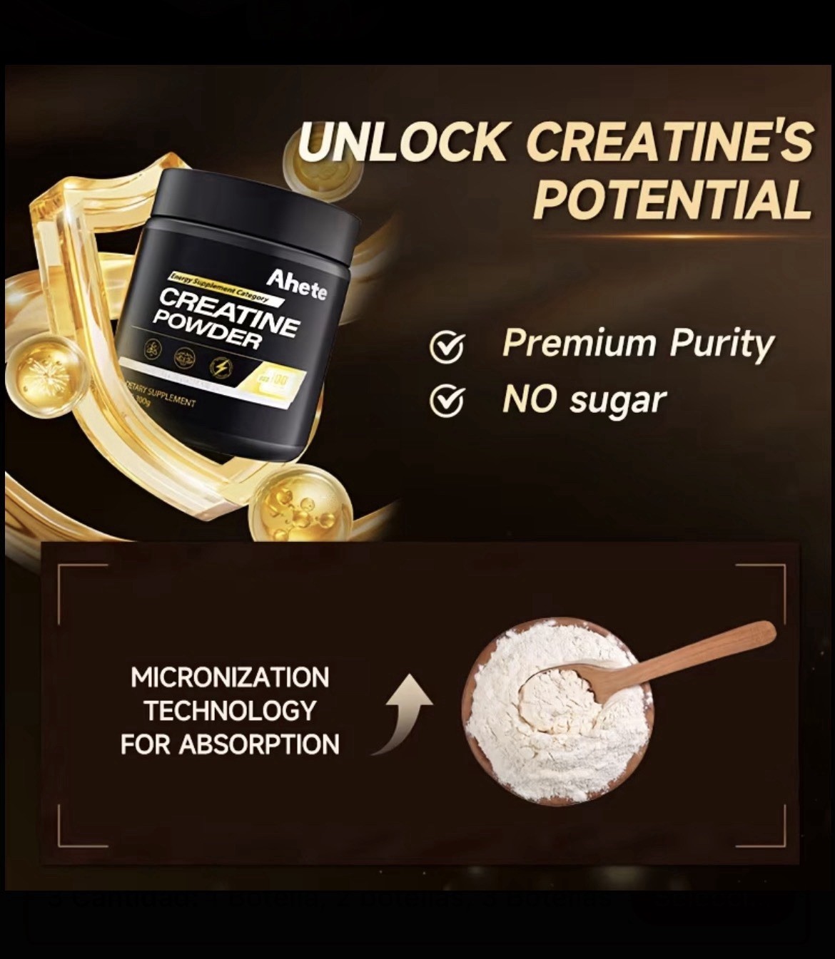 Ahete Creatine Monohydrate Powder 300g Sugar-Free Premium Purity No Additives
