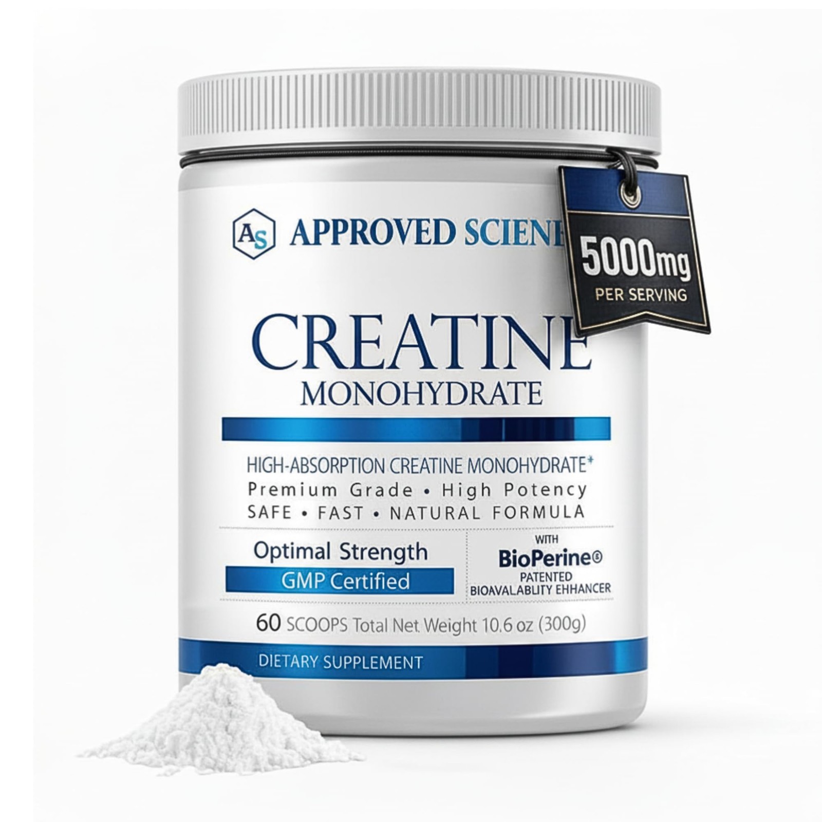 Creatine Monohydrate Powder with BioPerine – Supports Strength & Muscle Recovery
