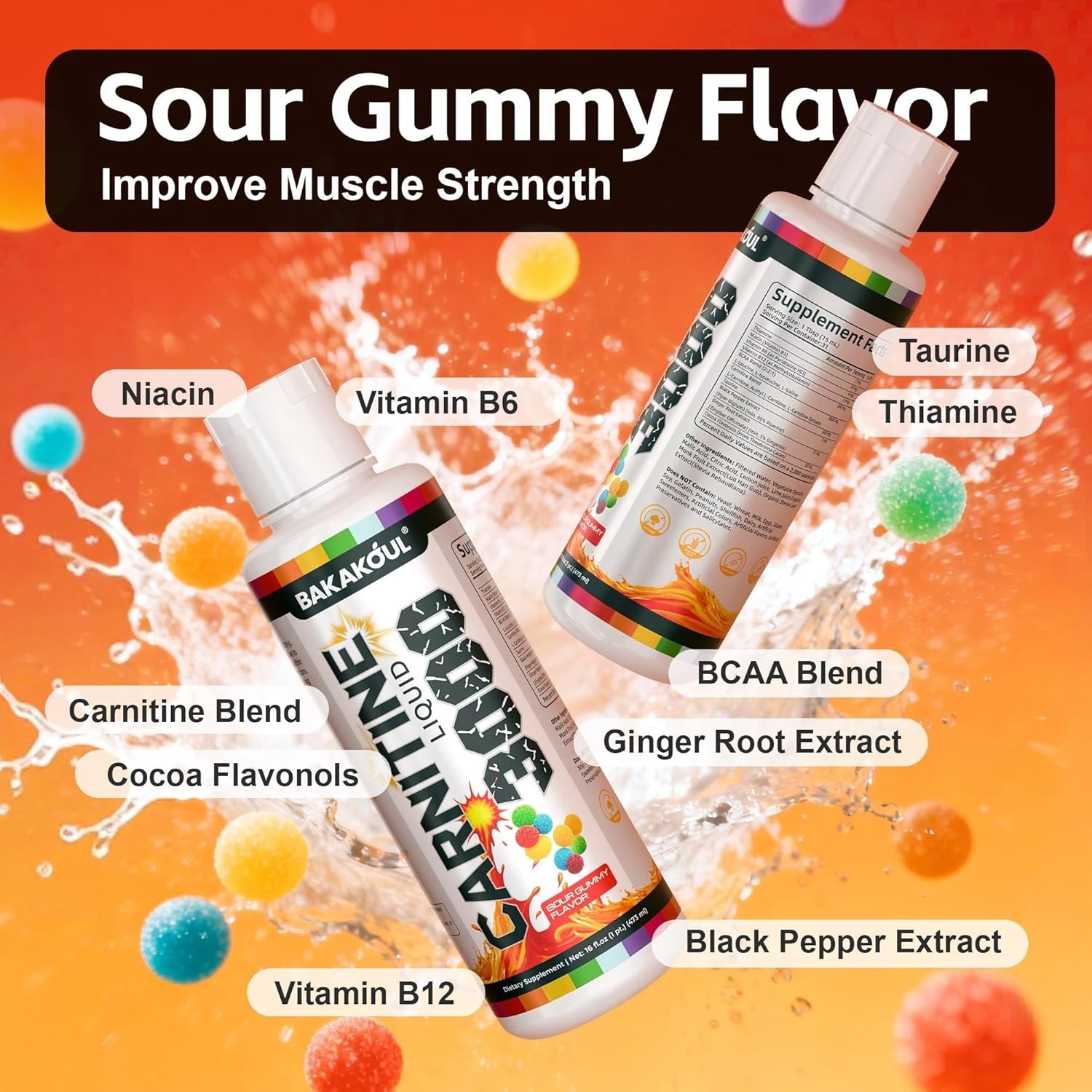 L Carnitine Supplement Liquid 3000 mg, with BCAA Sports Supplements, Help Suppor