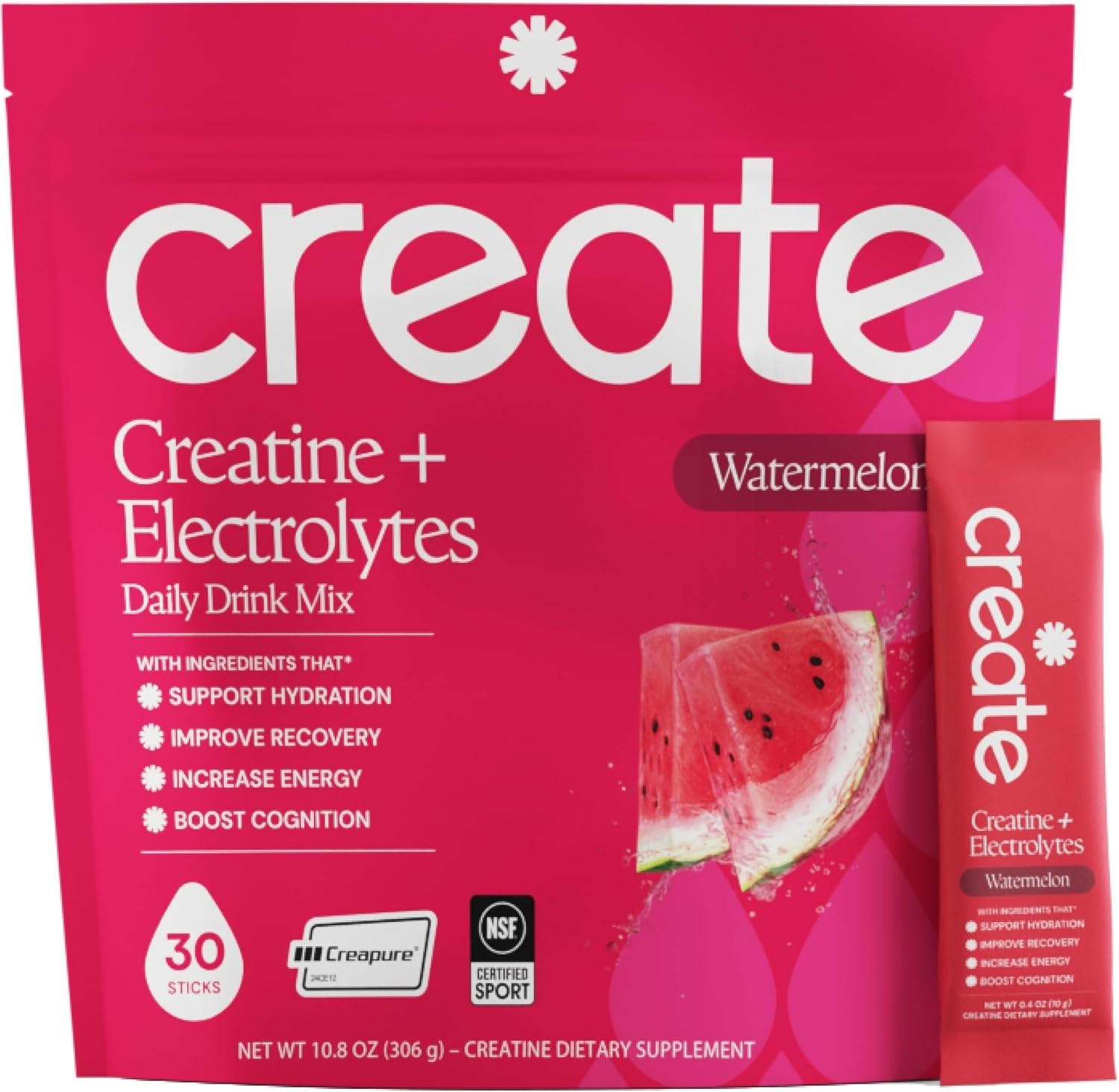 Daily Hydration Mix with Creatine & Electrolytes – Keto-Friendly Watermelon