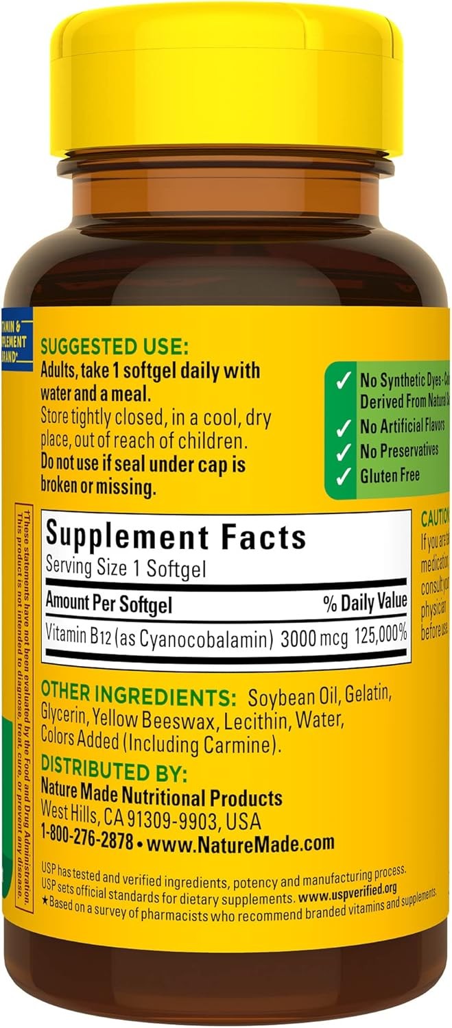Nature Made Extra Strength Vitamin B12 3000 mcg, 60 Softgels