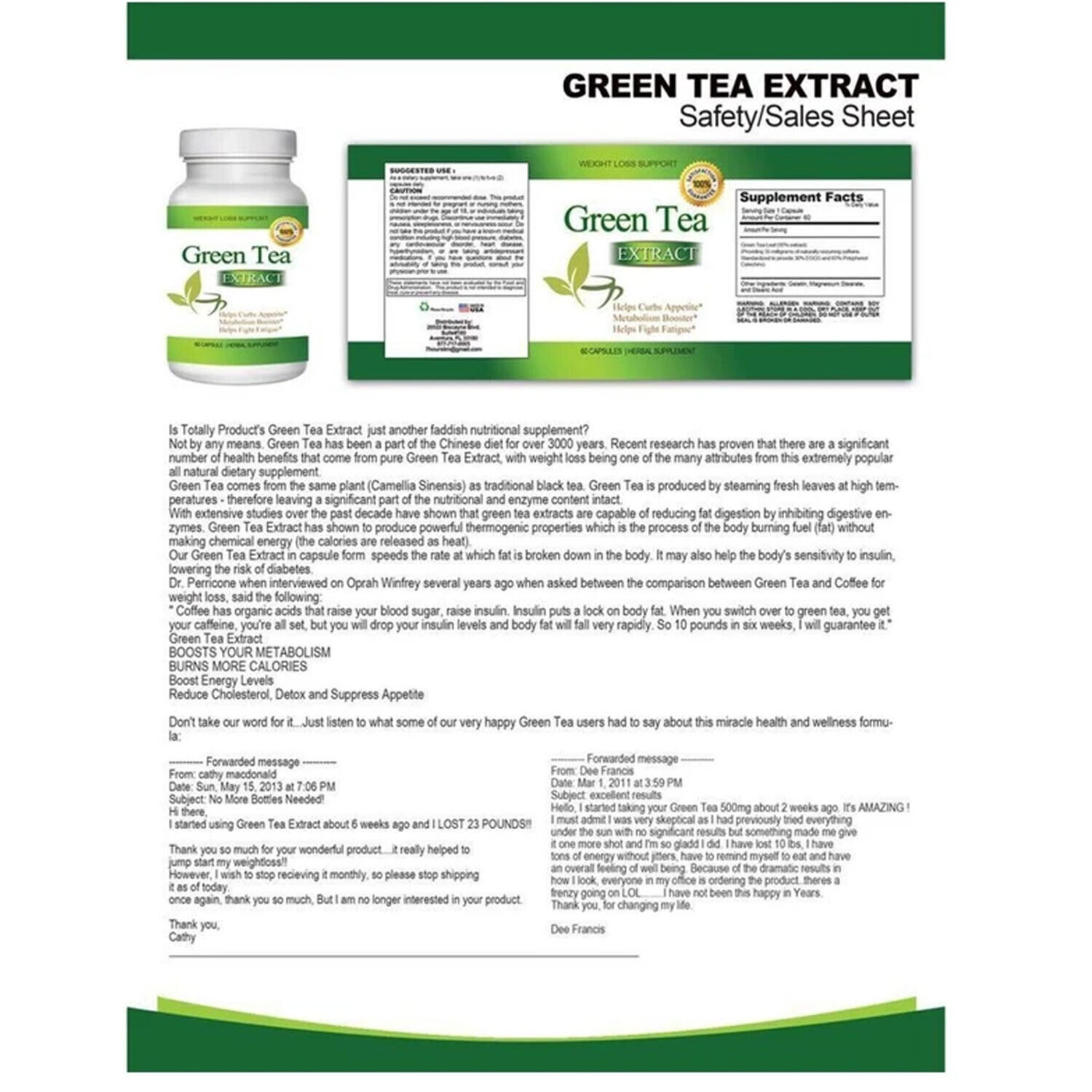 Green Tea Extract Metabolism Support Weight Management & Female Lubricant Gel