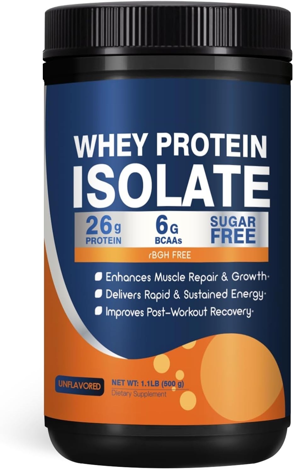 Polvo Proteína Suero Aislada 6g BCAAs Sin azúcar Sin sabor Para Muscular 1.1LB