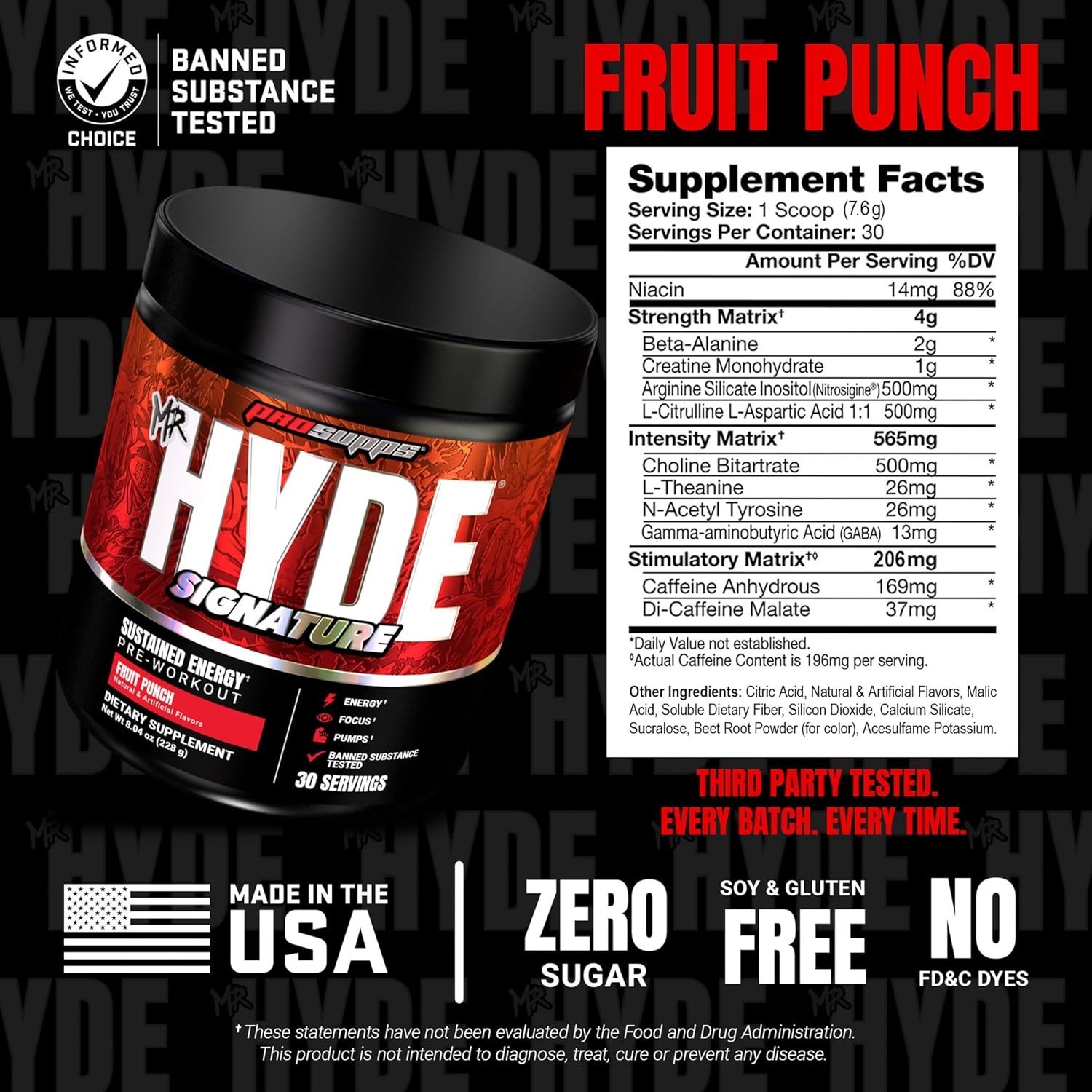 Mr. Hyde Signature Fruit Punch Pre Workout Powder – 30 Servings of Pure Energy