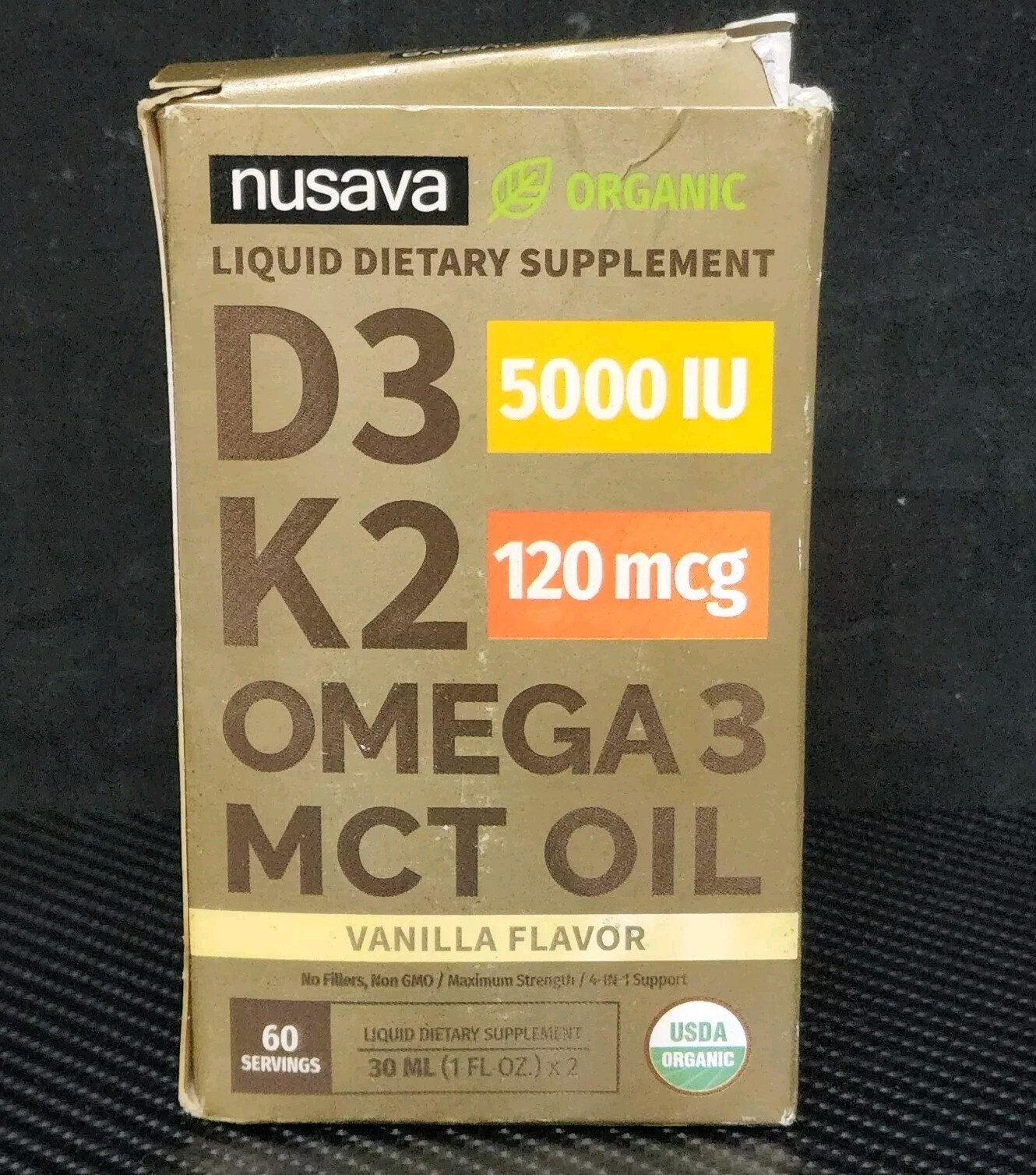 2 Pack Organic Vitamin D3 K2 Drops w MCT Oil Omega 3,5000 IU Vanilla Flavor, 2OZ