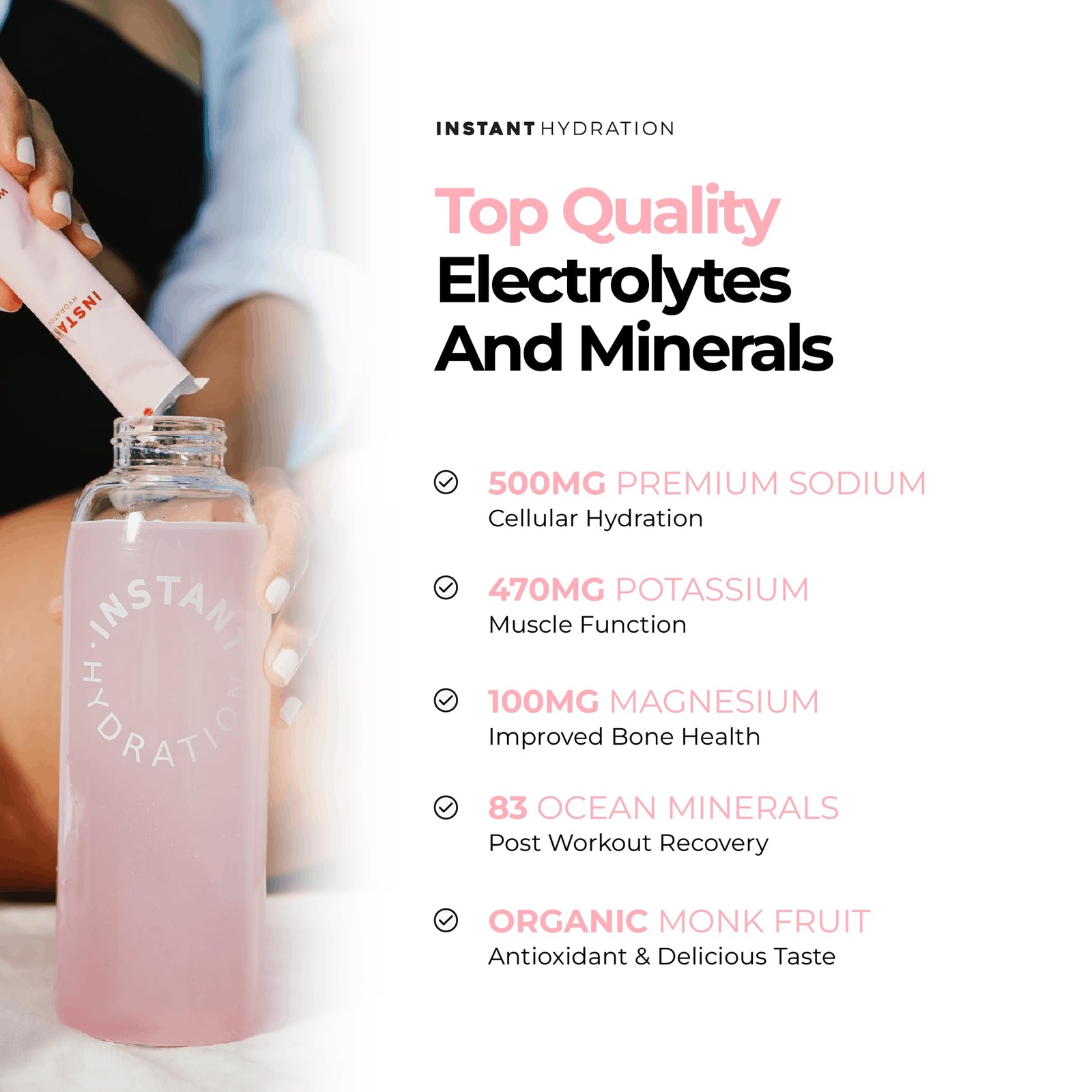 Instant Hydration Sugar Free Electrolytes Powder Packets – 20 Count