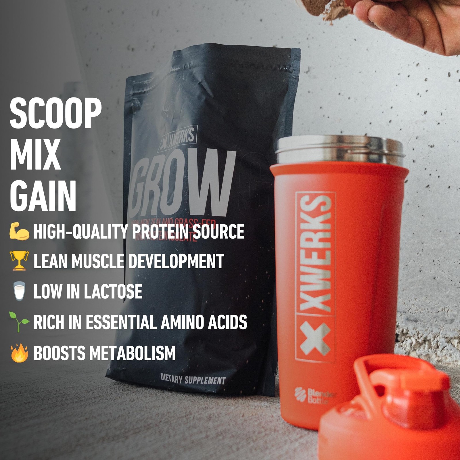 Grow Whey Protein Powder, 25g Pure Isolate Protein from New Zealand Vanilla, 30