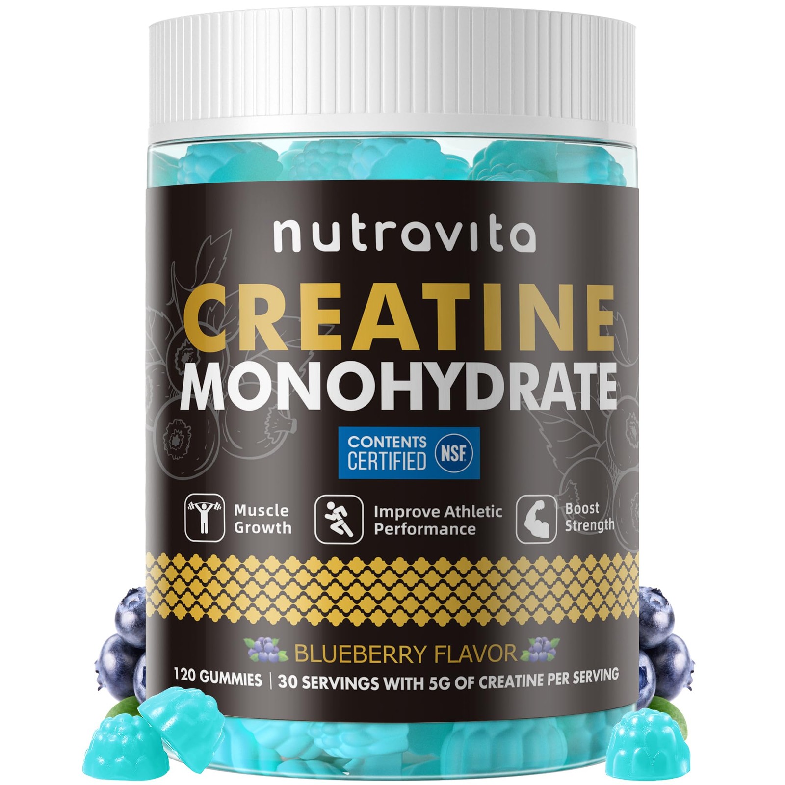 NSF Certified Creatine Gummy – Creatine Monohydrate Gummies for Men & Women-5…