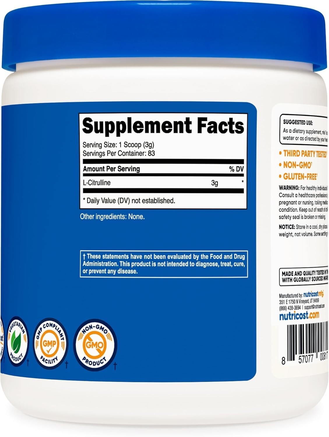 Pure L-Citrulline Powder 250 Grams – Pure Base for Enhanced Performance