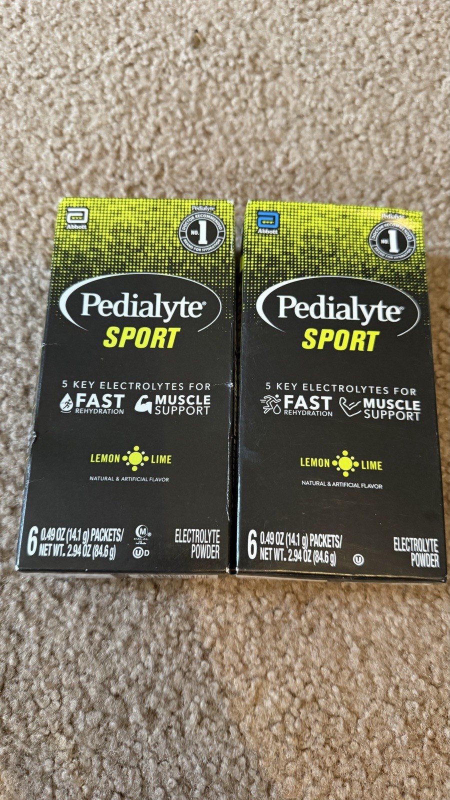 Pedialyte Sport lemom Lime 6 Packets 2 Boxes