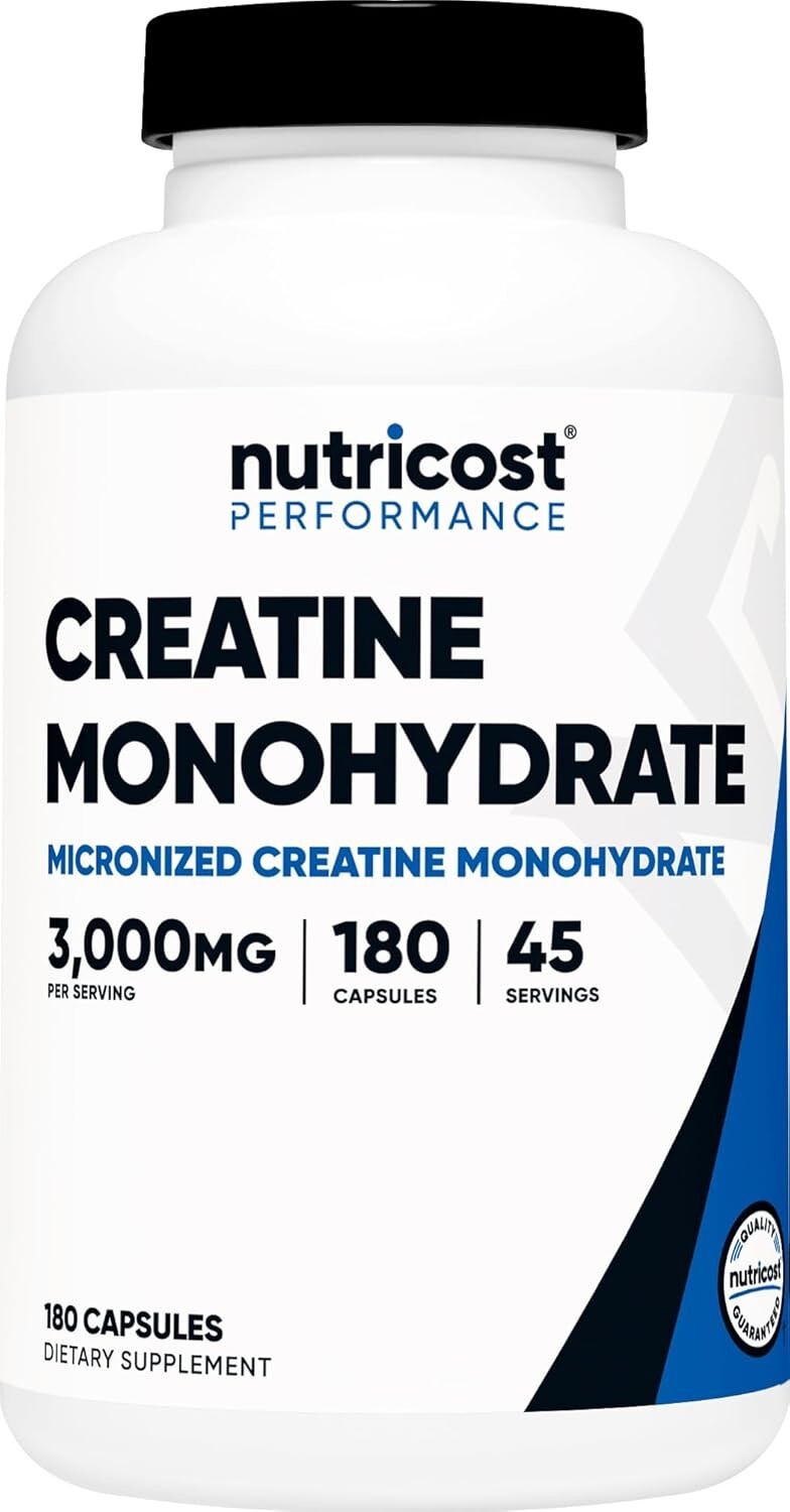 Nutricost Creatine Monohydrate 3,000mg, 180 Capsules (750mg Per Capsule)