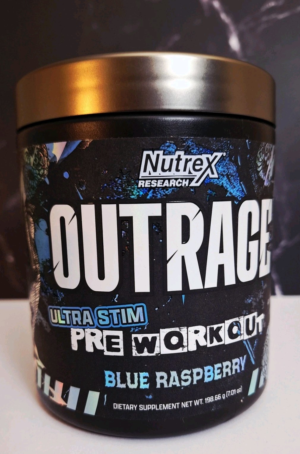 Nutrex Outrage Pre-Workout, Blue Raz, 2 Tubs, 400mg Caffeine, 30 Serv, 10/2028✨️