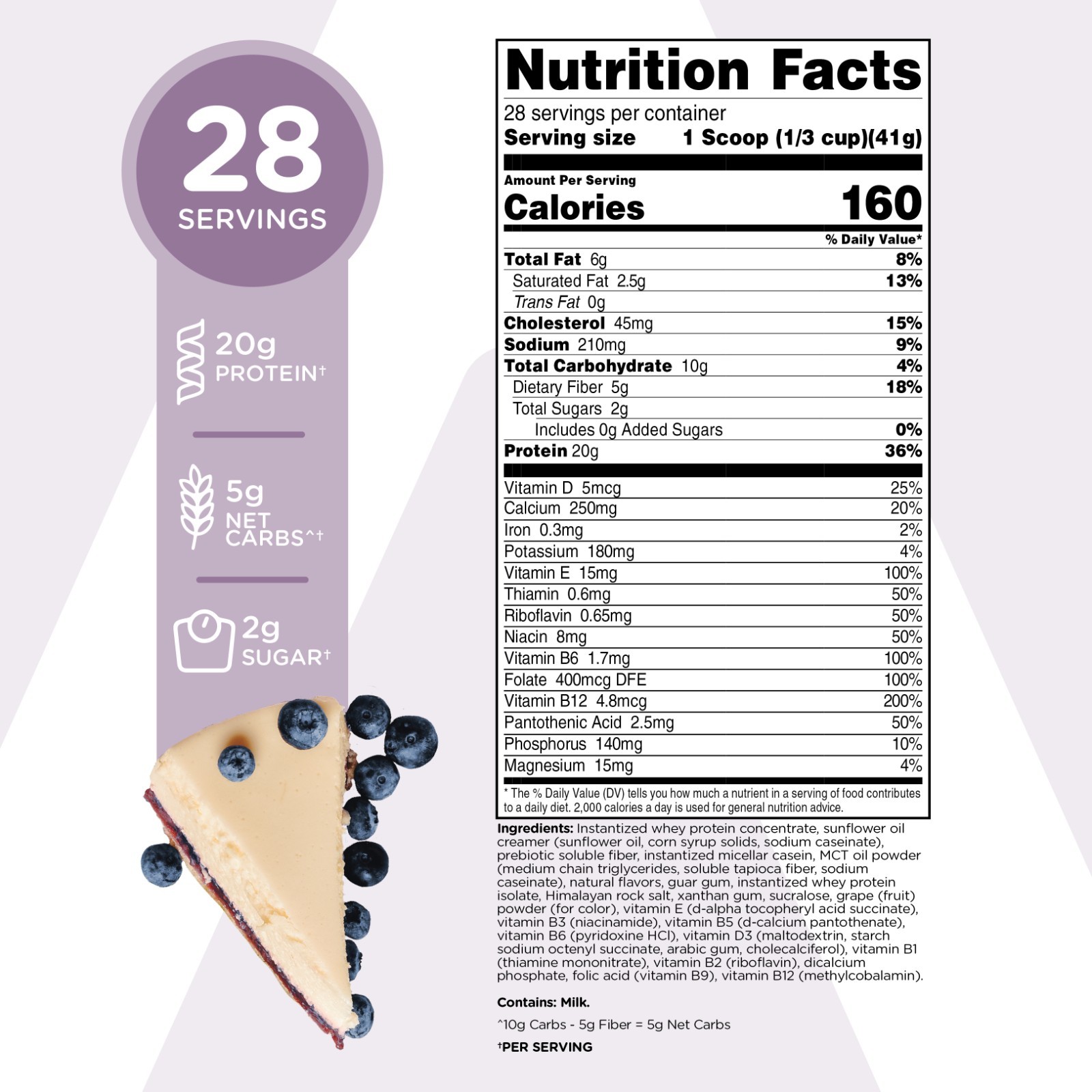 TransformHQ Meal Replacement Shake Powder 28 Servings (Blueberry Cheesecake)