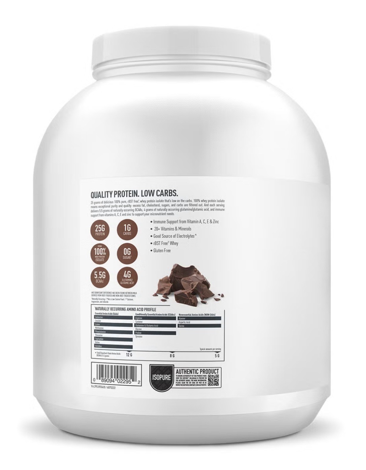 Isopure Whey Protein Isolate Dutch Chocolate Low Carb Keto GF 4.5lb SHIPS FREE