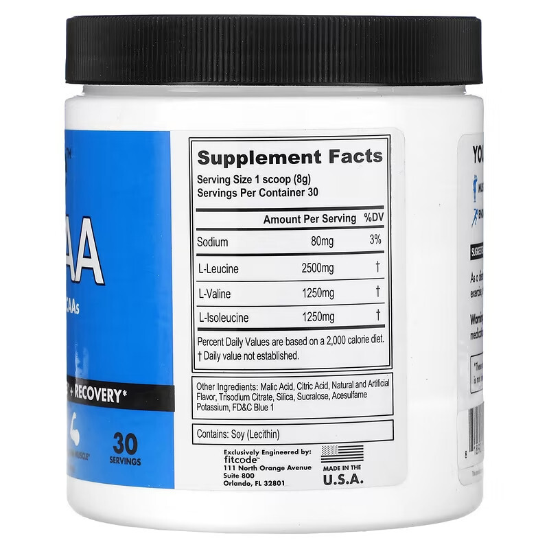 Fitcode BCAA-30 Servings-Blue Raspberry-8.5 oz-NEW-SEALED-FAST SHIPPING