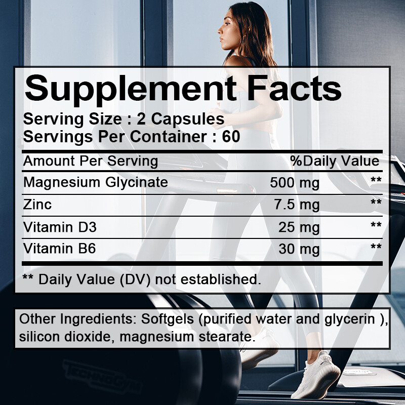 Magnesium Glycine Chelated Iron + Zinc | 500 Mg | Immune & Muscle Support Caps