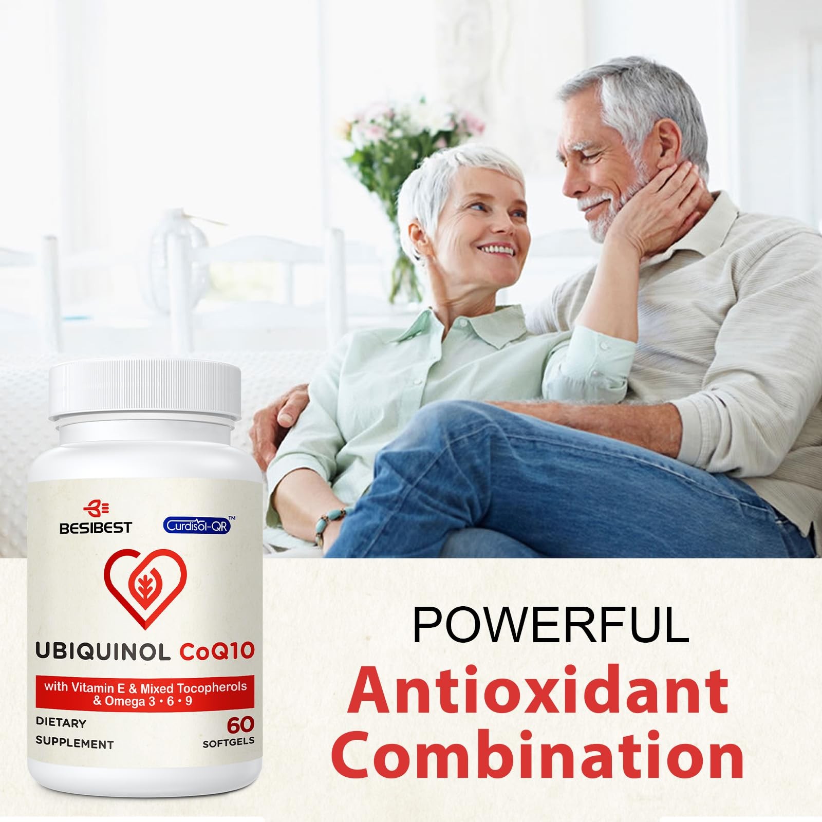 Ubiquinol CoQ10-600mg-Softgel, Active Coq10 Ubiquinol Supplement with Vitamin E