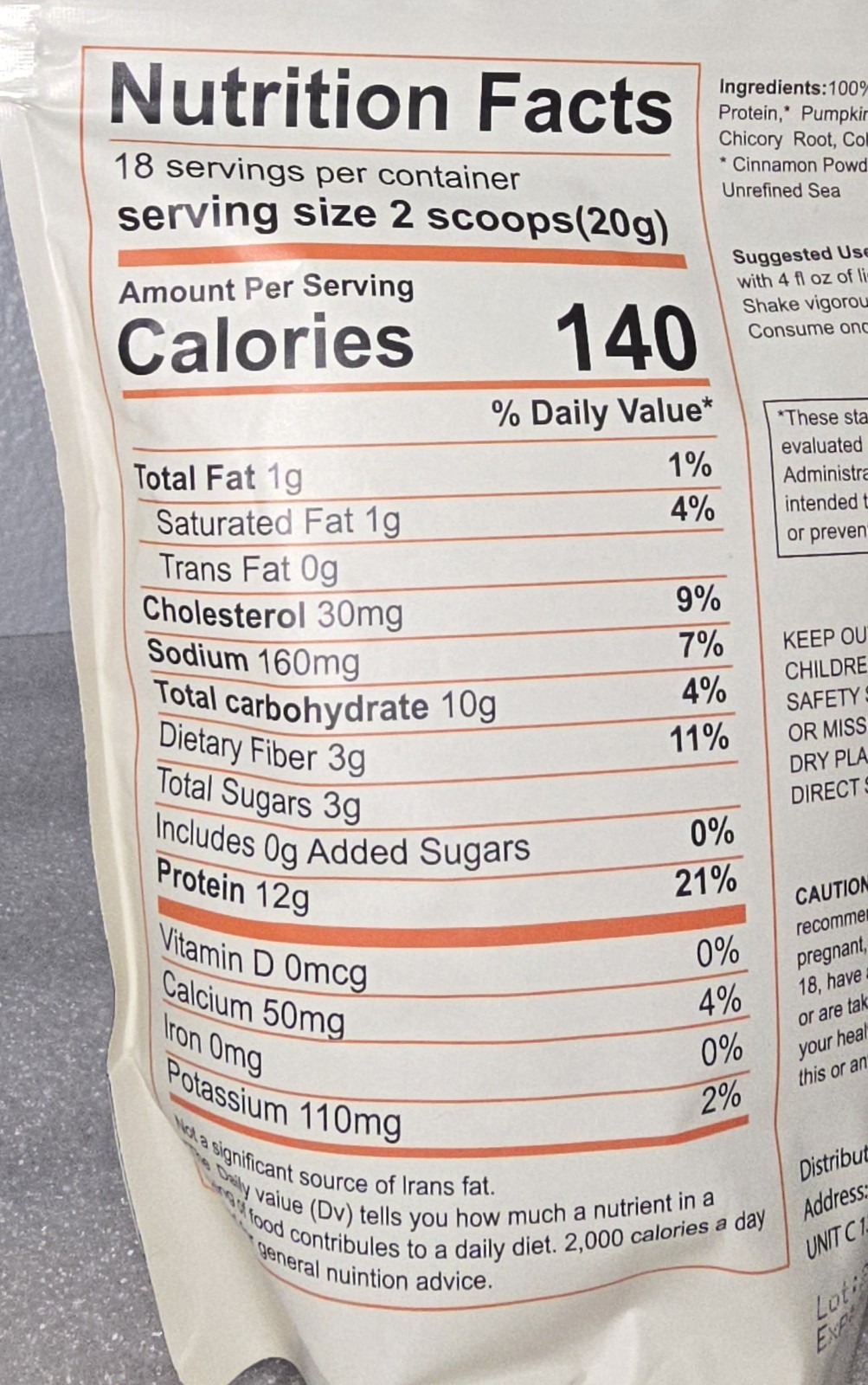 Farmer Protein Bovine Colostrum Powder Pumpkin Pie Flavor 12.7oz Bag EXP 10/2027