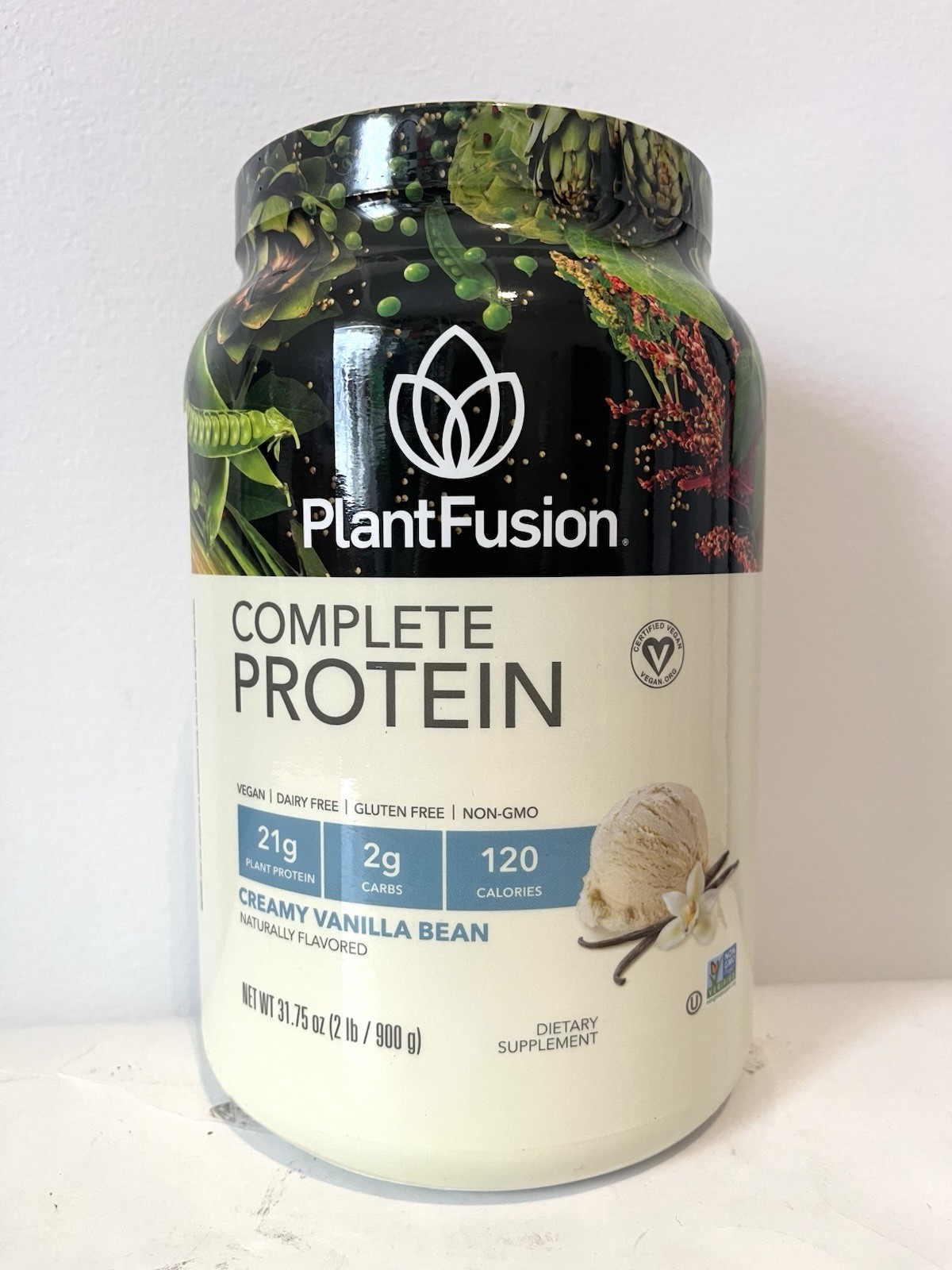 PlantFusion Complete Vegan Protein Powder. 2lb ( Creamy Vanilla Bean)