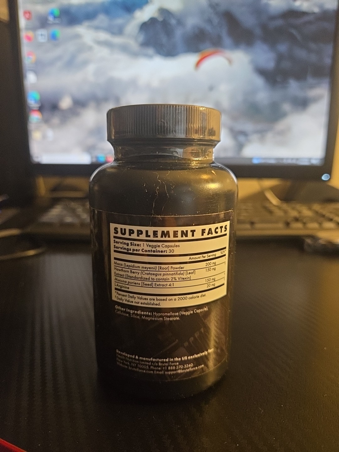 Brutal Force H- Bulk, 300 mgs Maca, 30 capsules Exp: 10/26