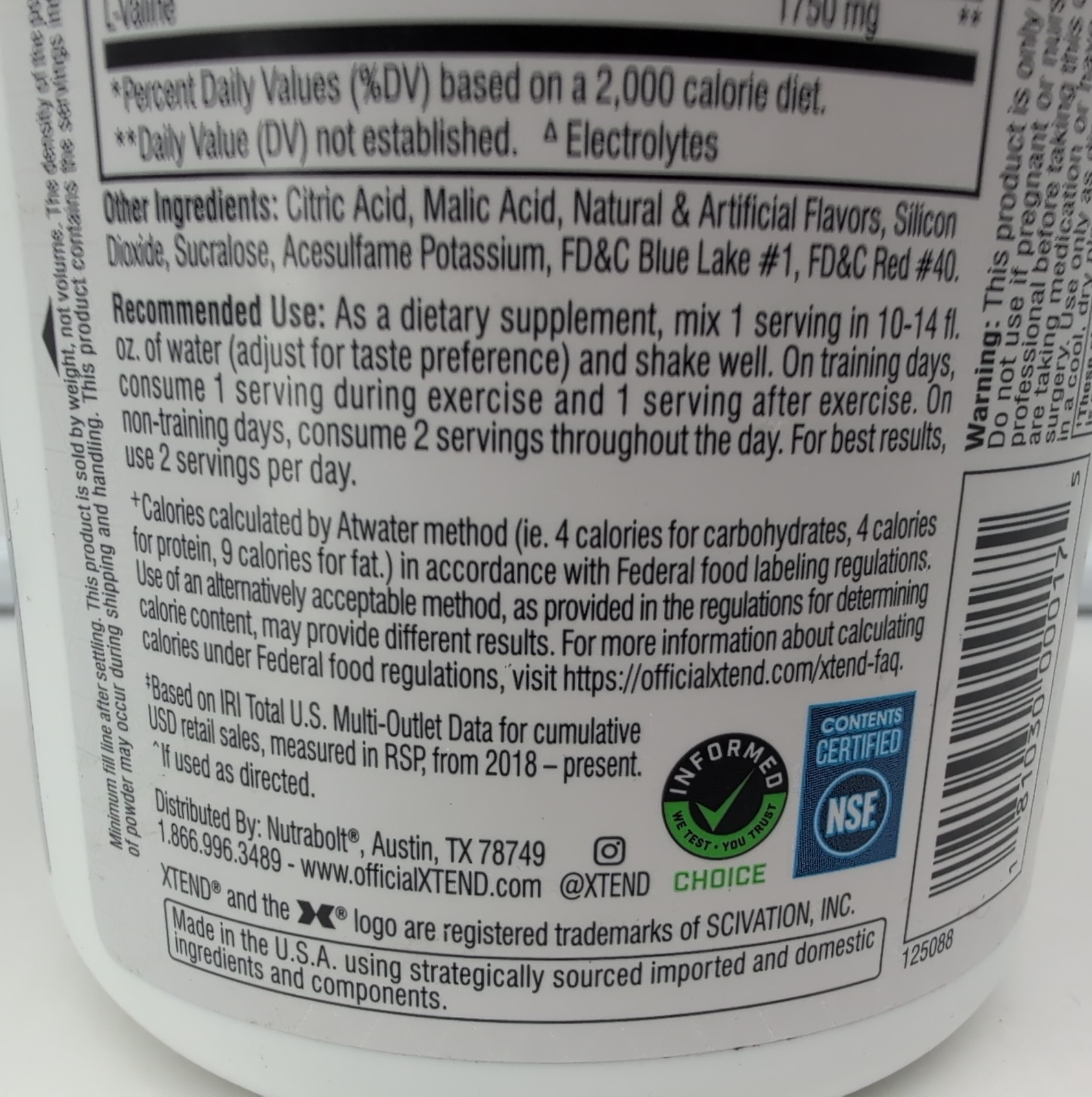 Xtend Original BCAA Powder Glacial Grape, 30 Servings Best By 6/2027