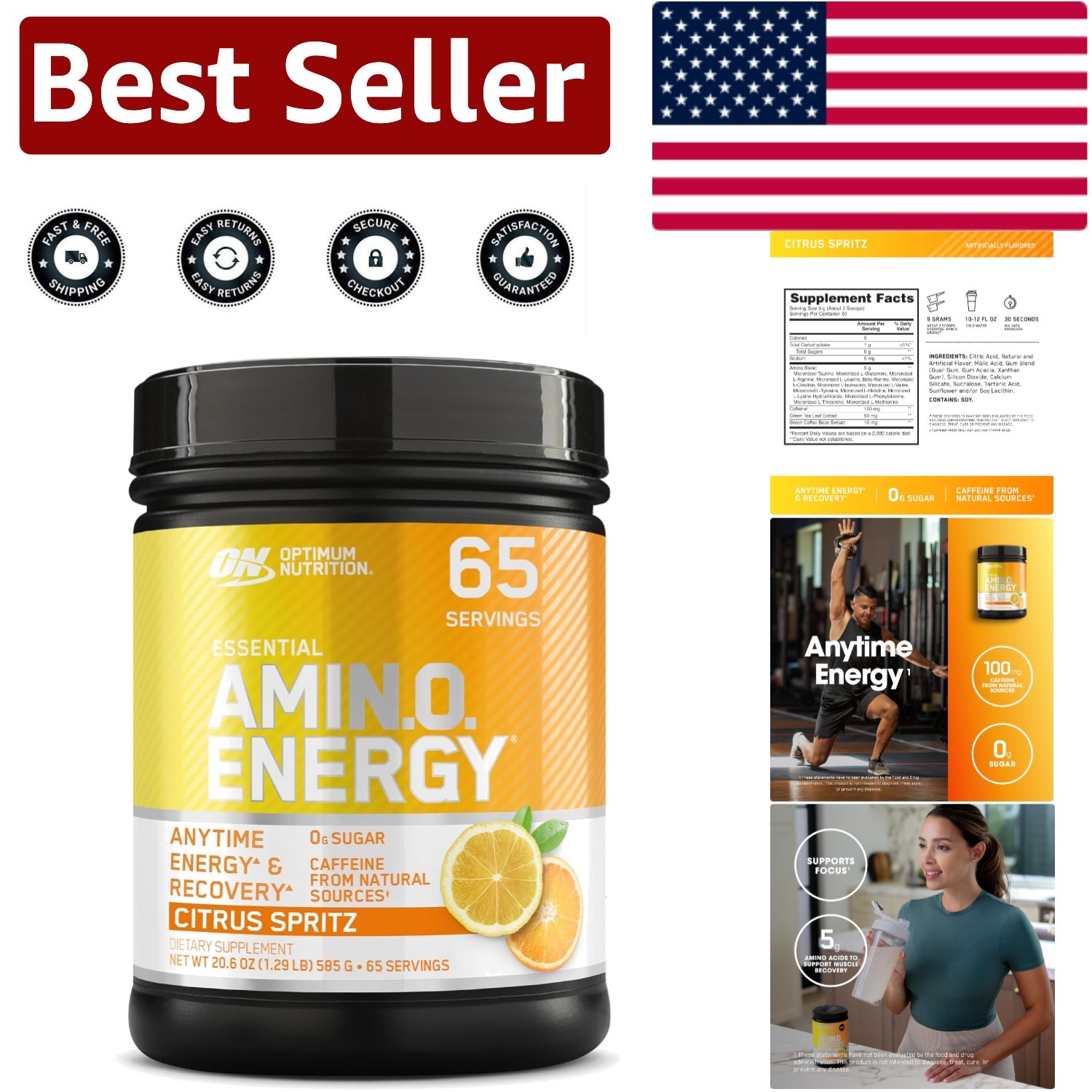 Citrus Spritz Pre Workout Formula – BCAAs & Caffeine for Ultimate Energy Boost