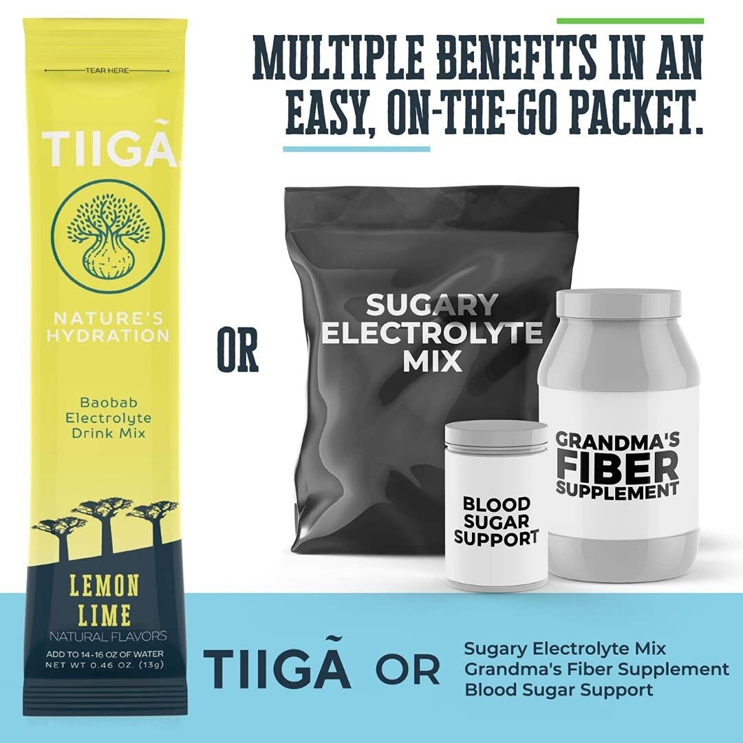 TIIGA Baobab Superfruit Hydration – Powdered Energy Drink Mix – VARIETY PACK 6ct