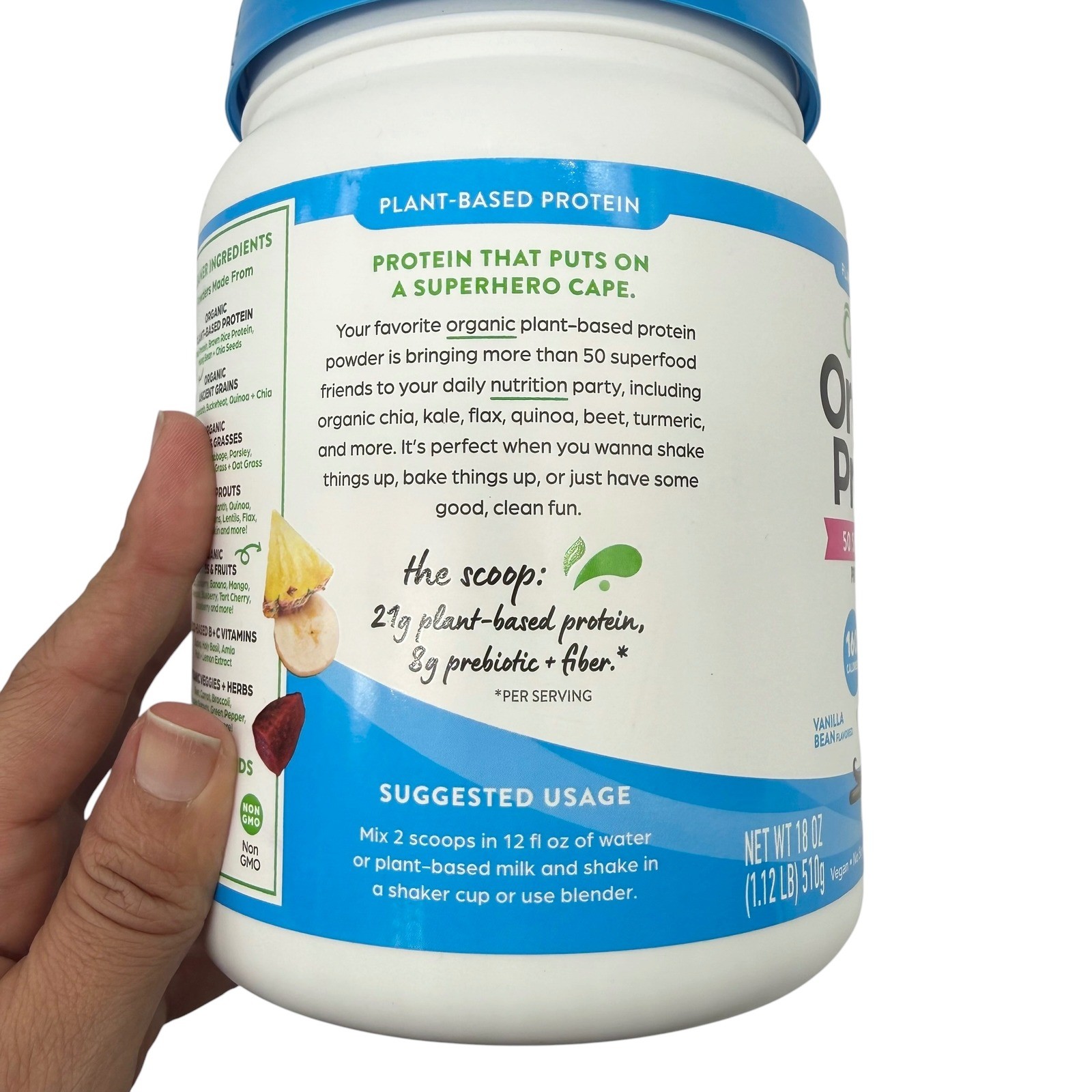 Orgain Organic Protein 50 Superfoods Powder Vanilla Bean 18oz 2 Pack Bundle NEW