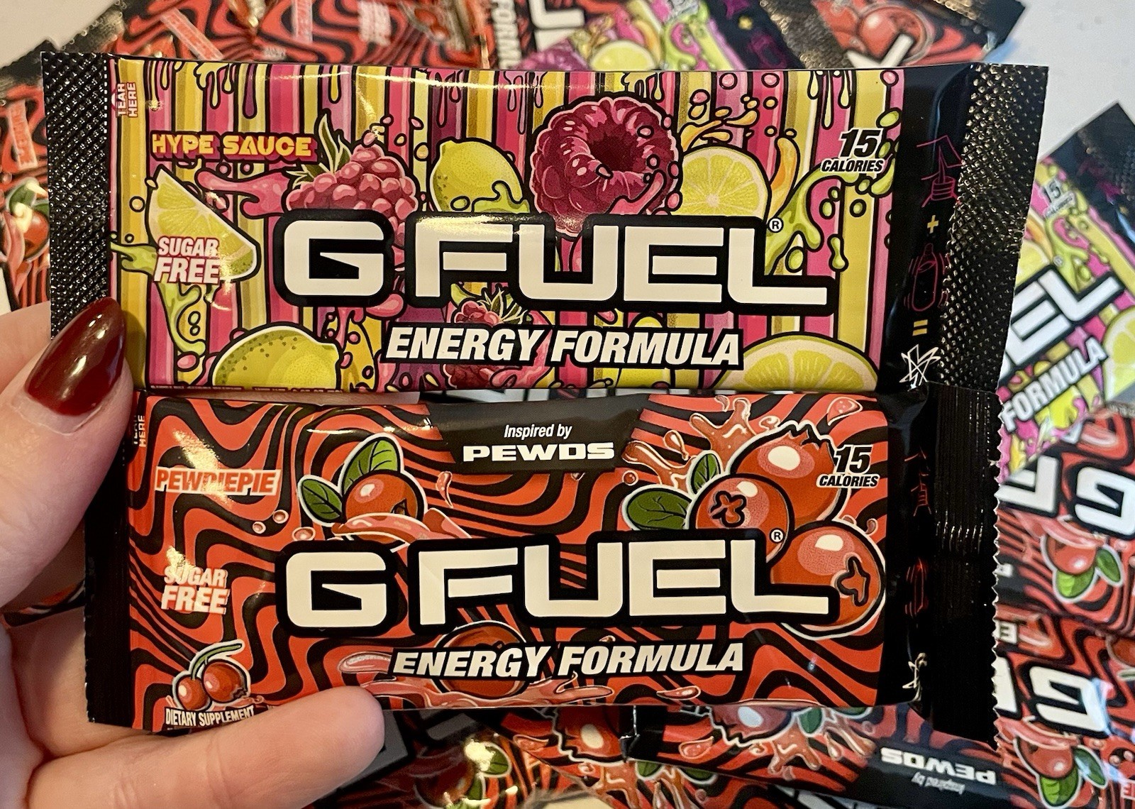 24 loose G Fuel Hype Sauce Powder Sticks 18 pewdiepie and 6 hype sauce read