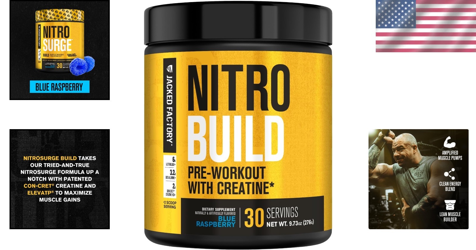 Elevate Workouts with Nitrosurge Build Pre Workout – 30 Servings, Blue Raspberry