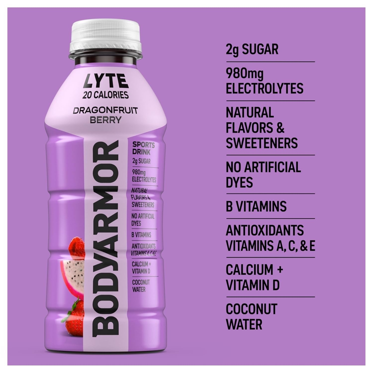 12 Bottles of LYTE Dragonfruit Berry Electrolyte Drinks – Packed with Nutrients