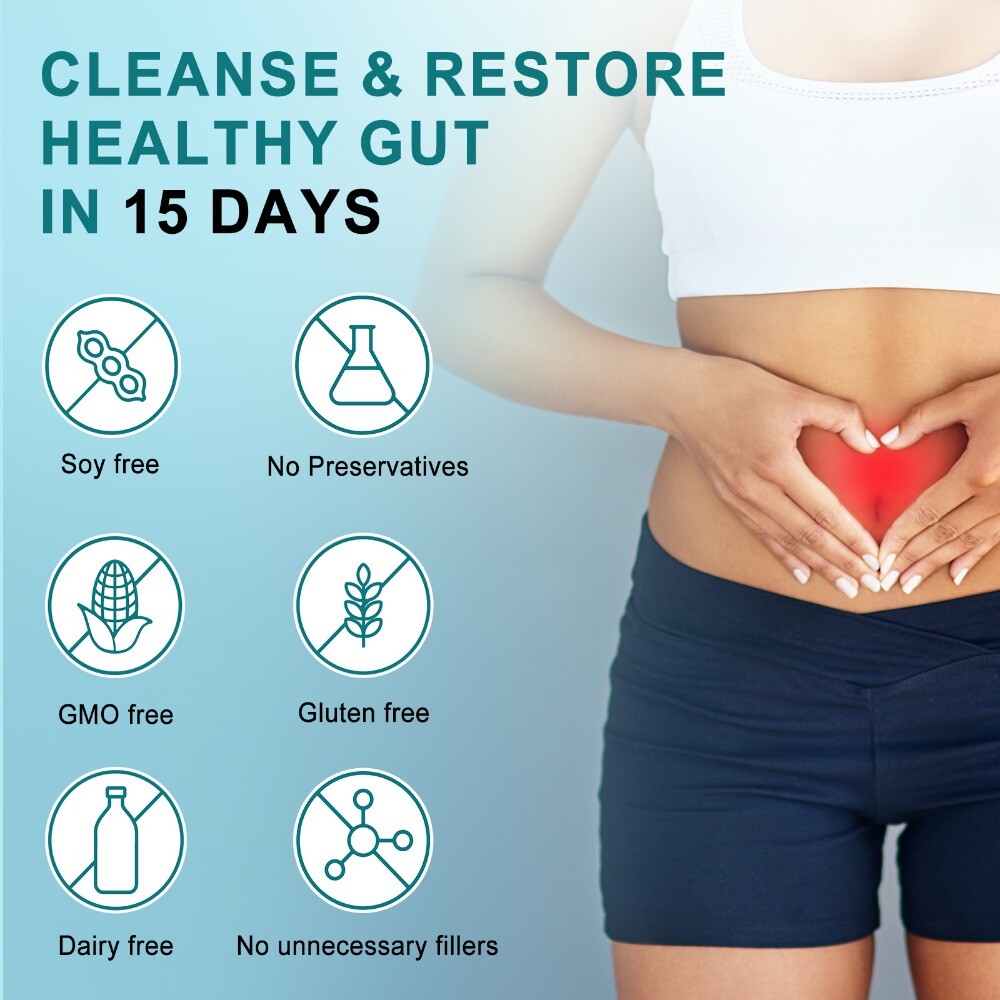 15 Day Cleanse – 30 Capsules – Gut Support Colon Cleansing & Detox Supplement