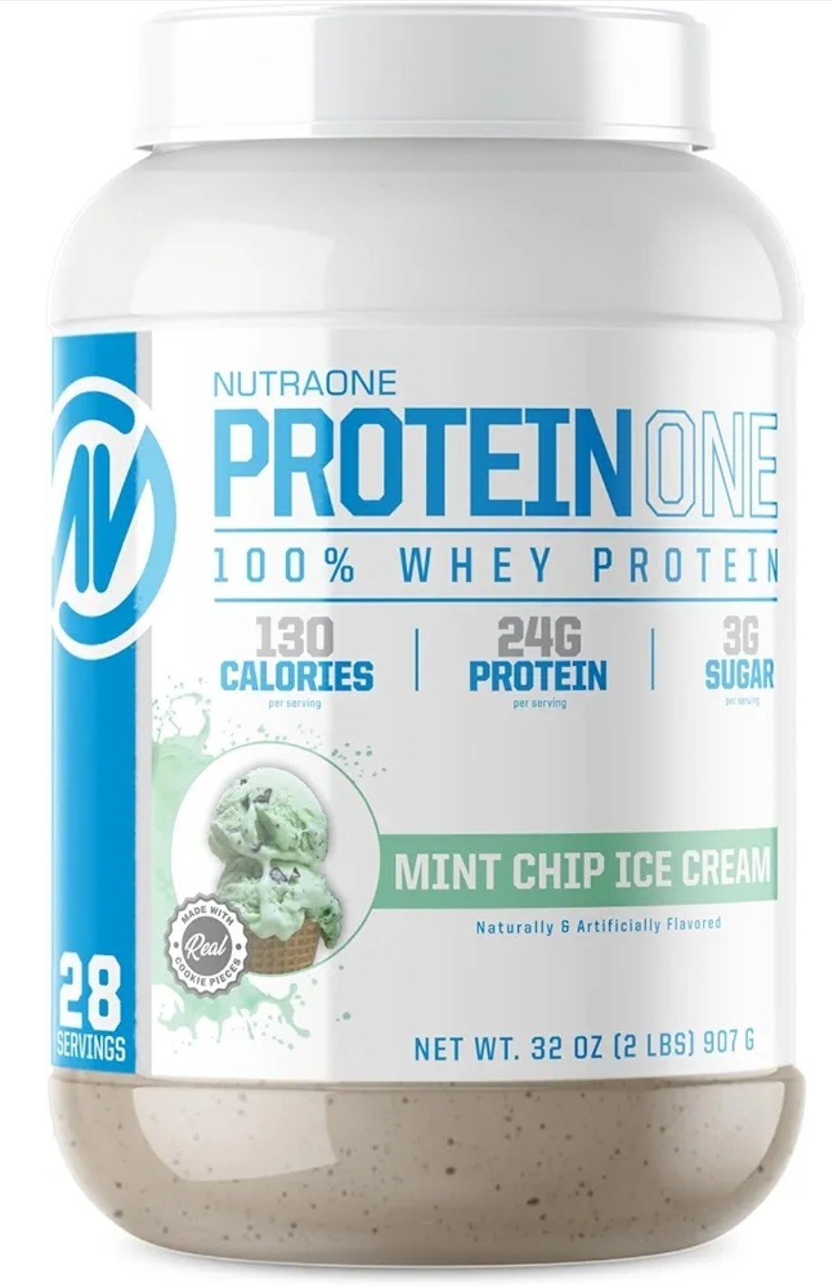 NutraOne ProteinOne Whey Protein Powder Mint Chip Ice Cream 2lbs New Sealed
