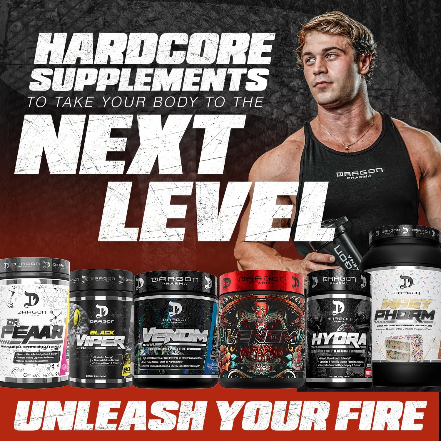 Dragon Pharma Venom Inferno Extreme High-Stim Pre-Workout Explosive Energy And