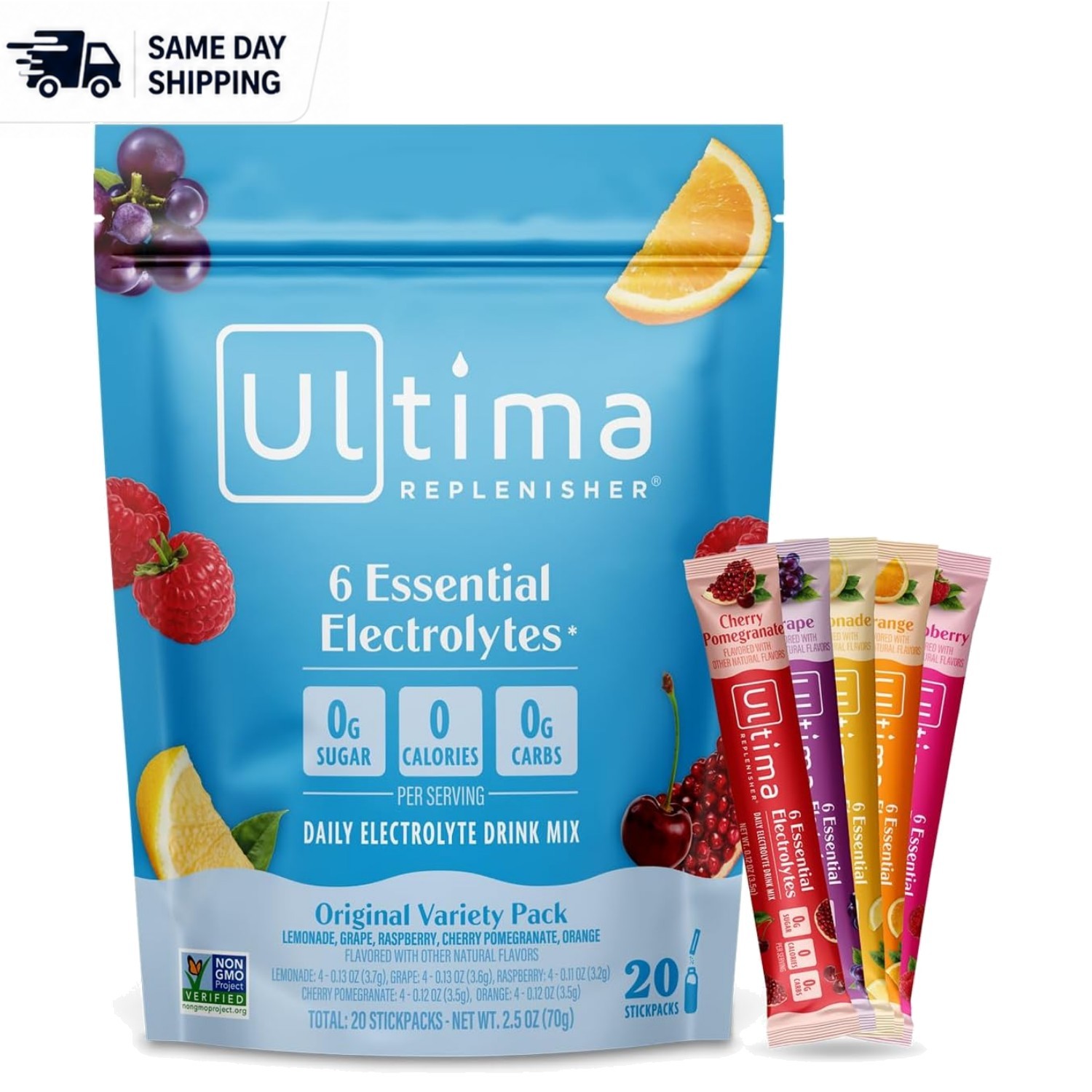 20 Count Plant-Based Electrolyte Hydration Packets – Zero Sugar & Keto-Friendly