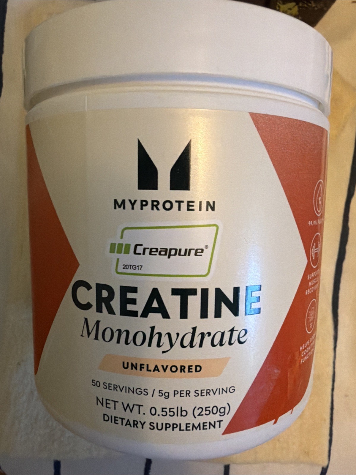 Myprotein Creapure Creatine Monohydrate Powder Pure Unflavored 50 Servings 250g