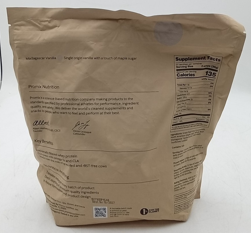 Promix Whey Protein Powder Vanilla 2.5lb Bulk Exp 10/27