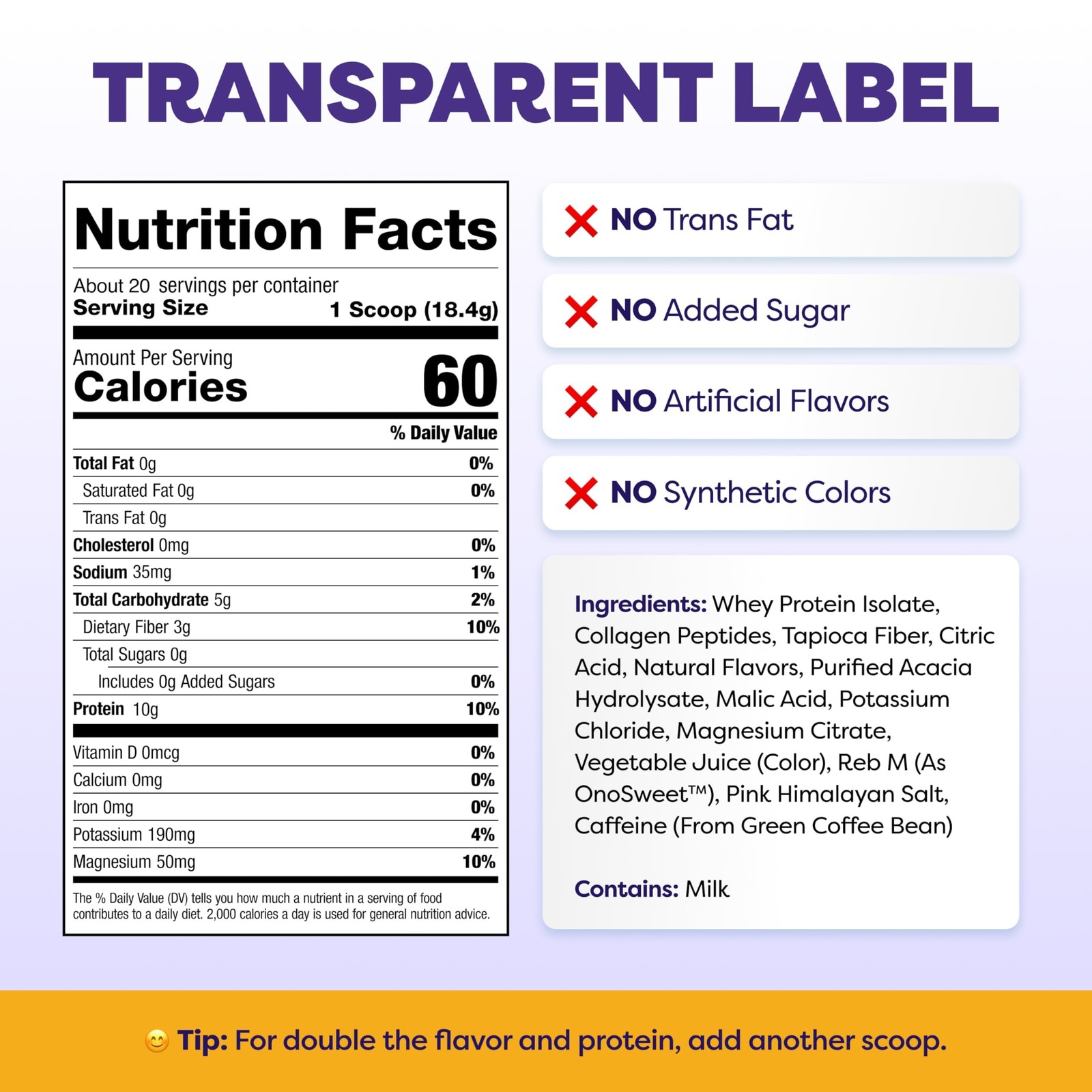 Javvy Clear Protein Refresher Drink Mix – 10g of Whey Protein and Collagen Pe…