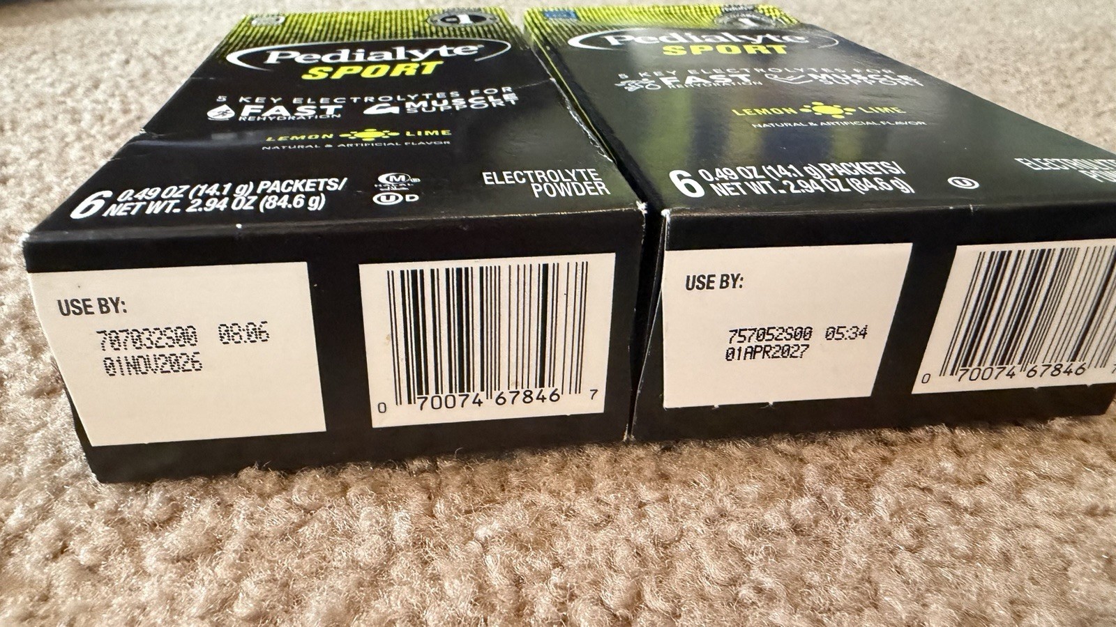 Pedialyte Sport lemom Lime 6 Packets 2 Boxes