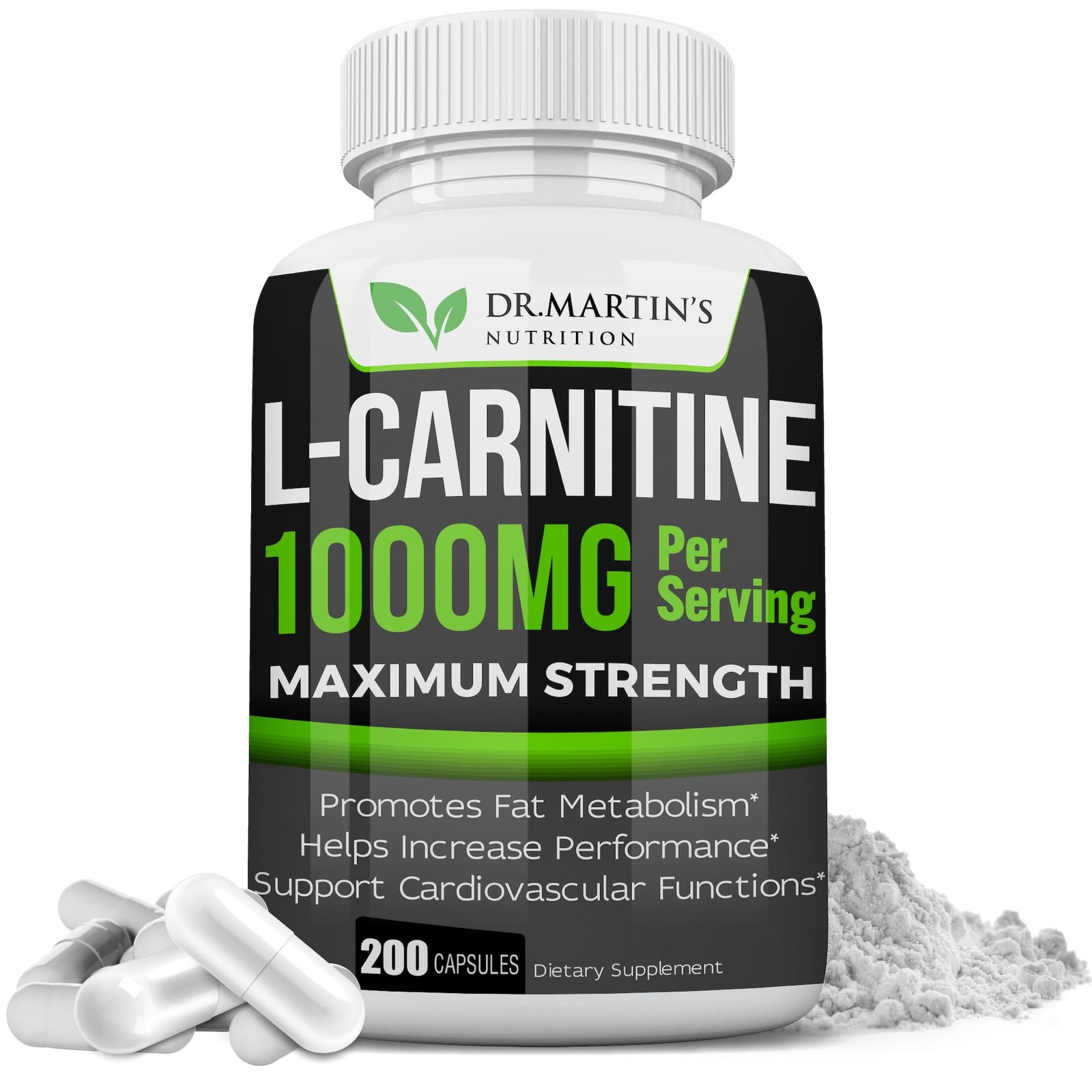 DR. MARTIN’S NUTRITION Extra Strength L-Carnitine – 200 200 Count (Pack of 1)