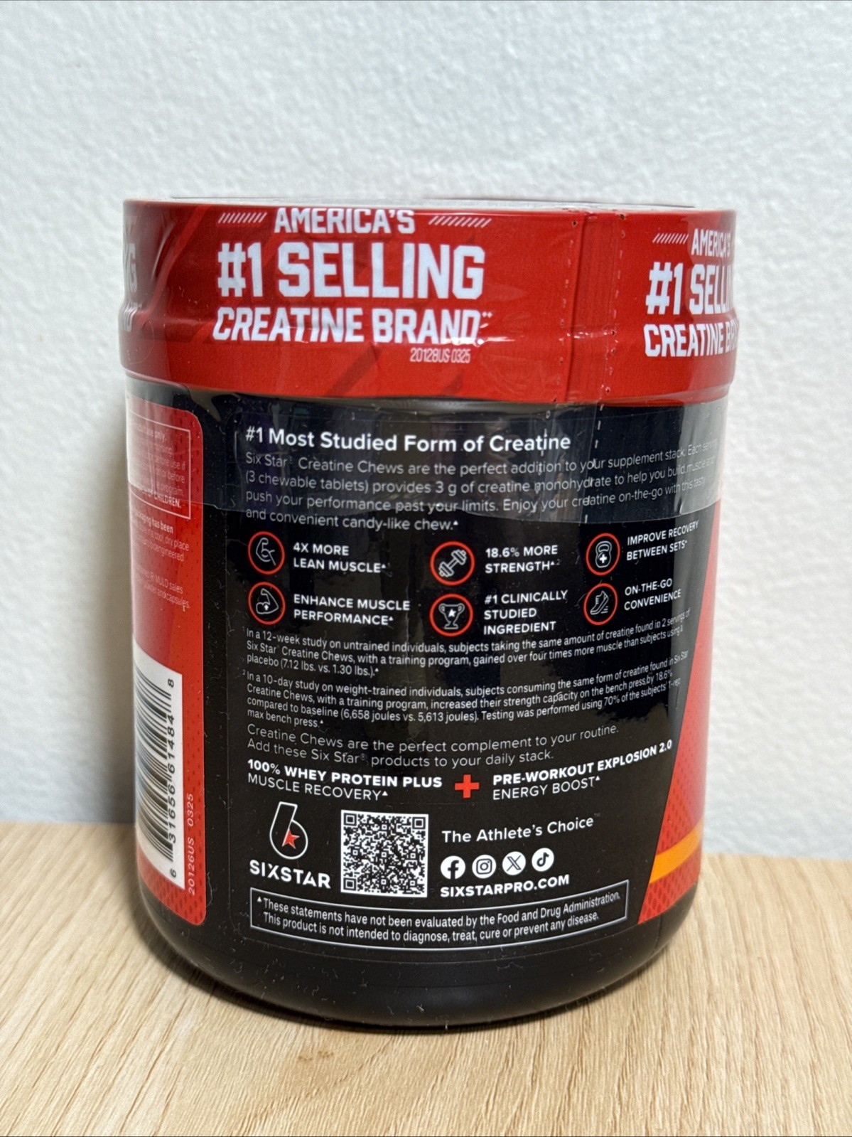 SixStar Creatine Chews Paradise Punch 75 Tablets Muscle Endurance