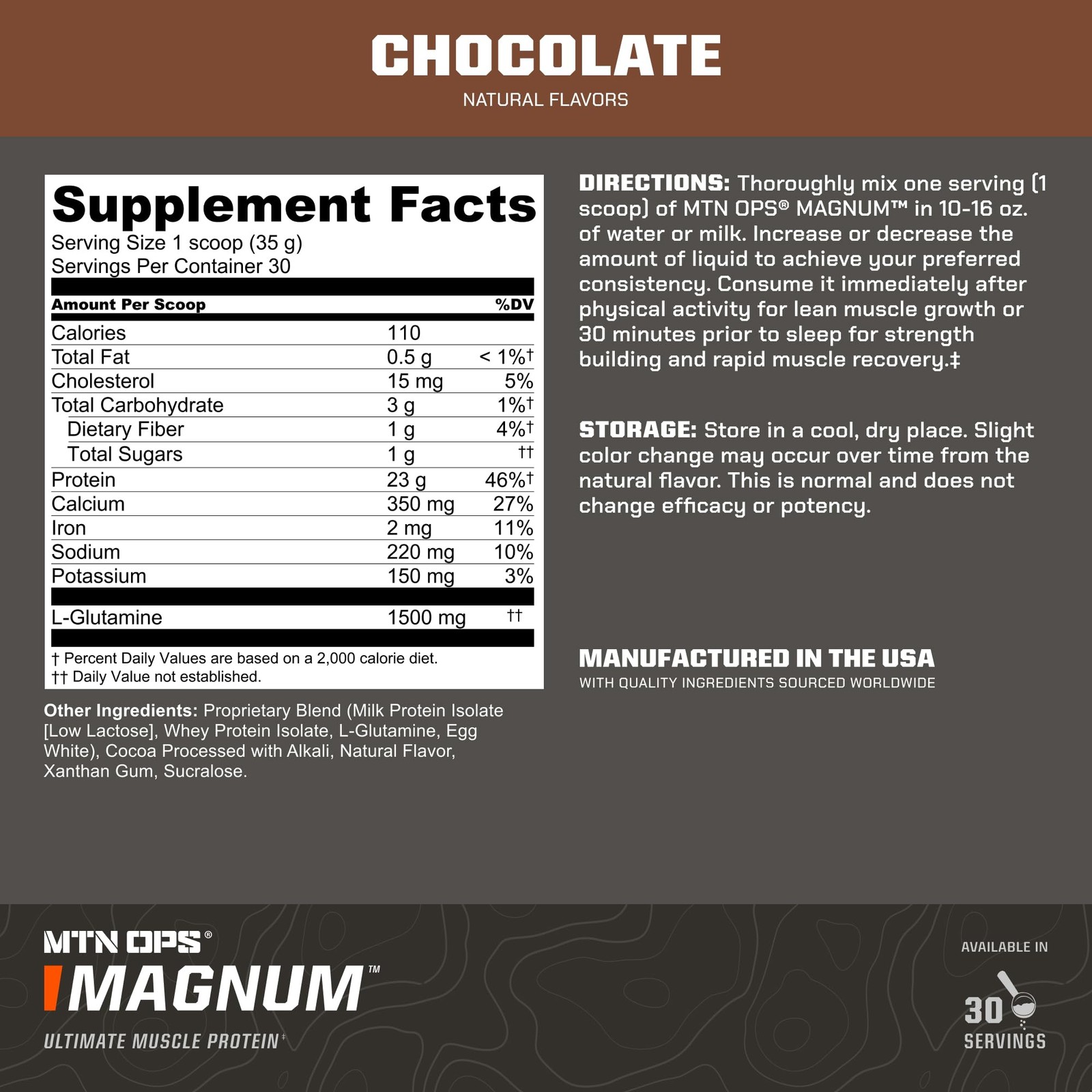 MTN OPS Magnum Chocolate Protein Powder, 23g of Whey Isolate Protein & Milk P…