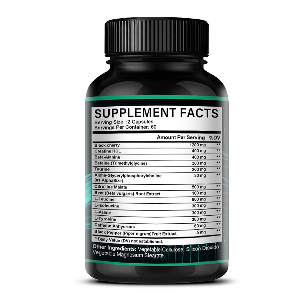 Black Cherry Capsules 1200mg Boost Muscle Performance Immune System 120 CT US