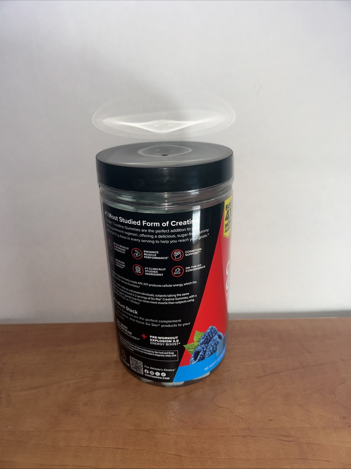 Six Star Creatine Gummies Blue Raspberry 5g Creatine Monohydrate 90 Ct