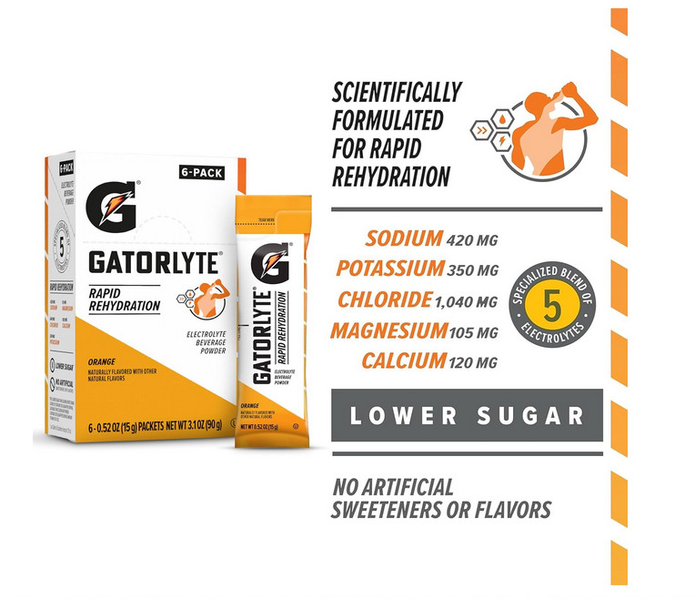 Gatorlyte Rapid Rehydration Electrolyte Beverage 18 pack, 1 pack 16.9oz
