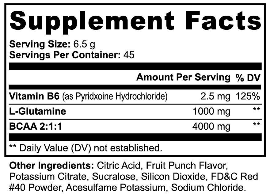 BCAA Powder 2:1:1 Fruit Punch, Muscle Recovery & Lean Muscle Support 292g