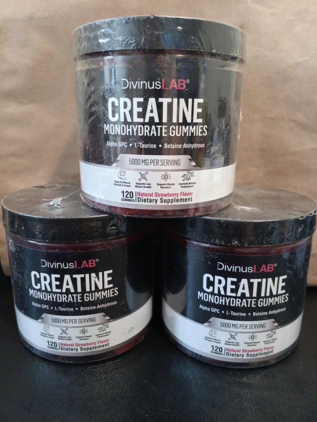 3X DivinusLab Creatine Monohydrate Gummies 5g Pre Workout Building Muscle 120Ct