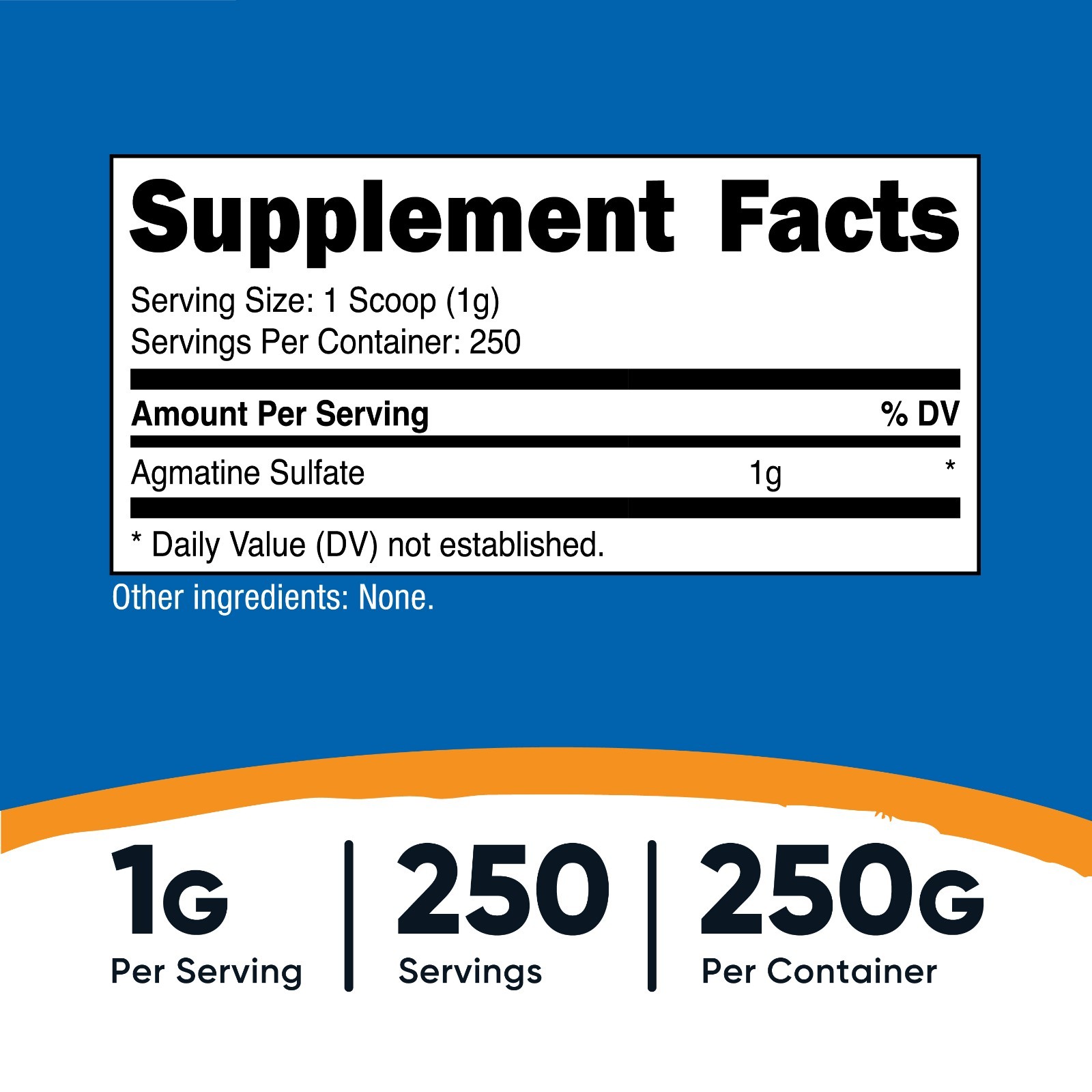 Nutricost Agmatine Powder 250 Grams – 250 1G Servings of Pure Agmatine Sulfate