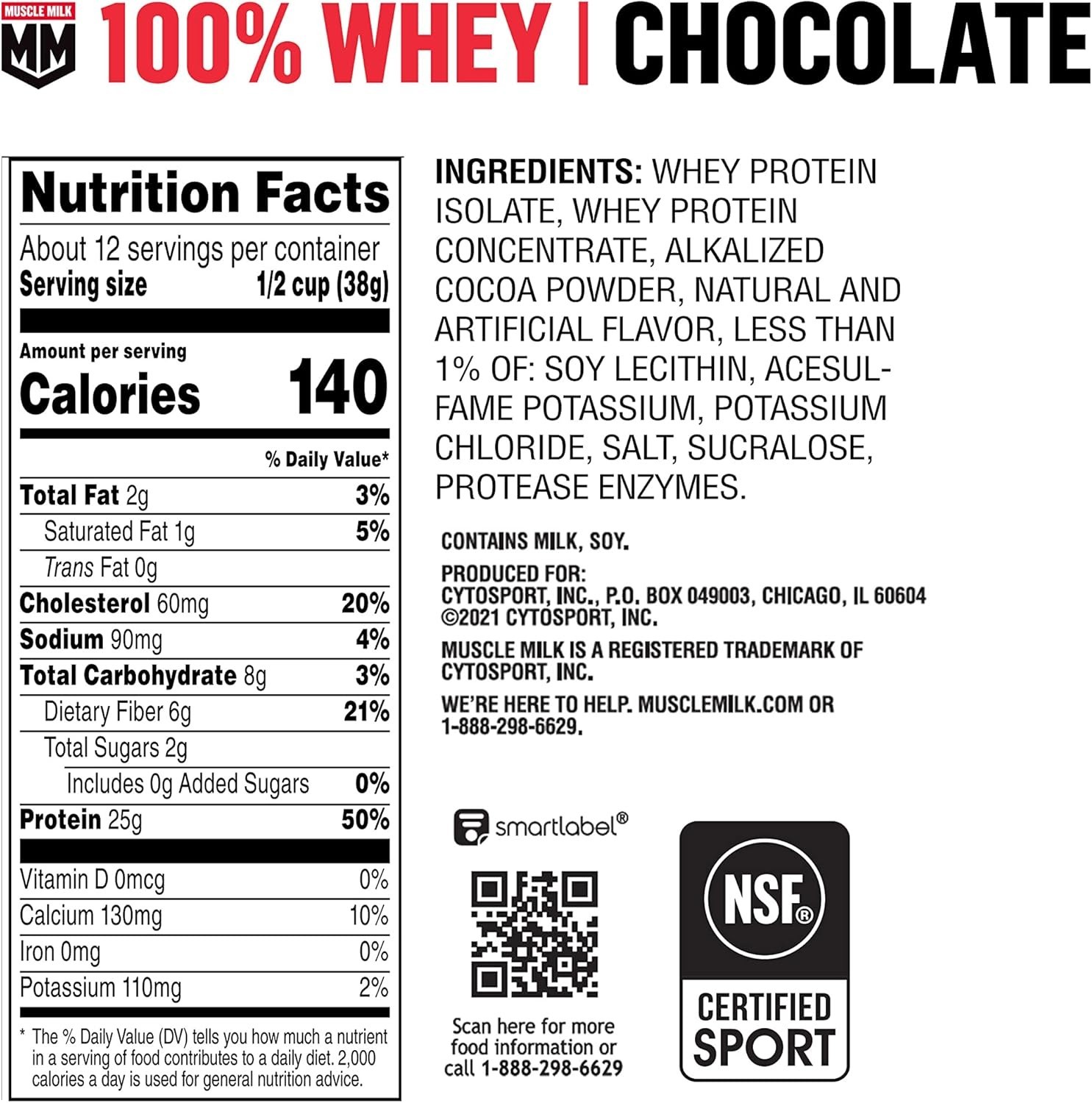 Muscle Milk 100% Whey Protein Powder, Chocolate, 5 Pound EXP 1/26 PK 2