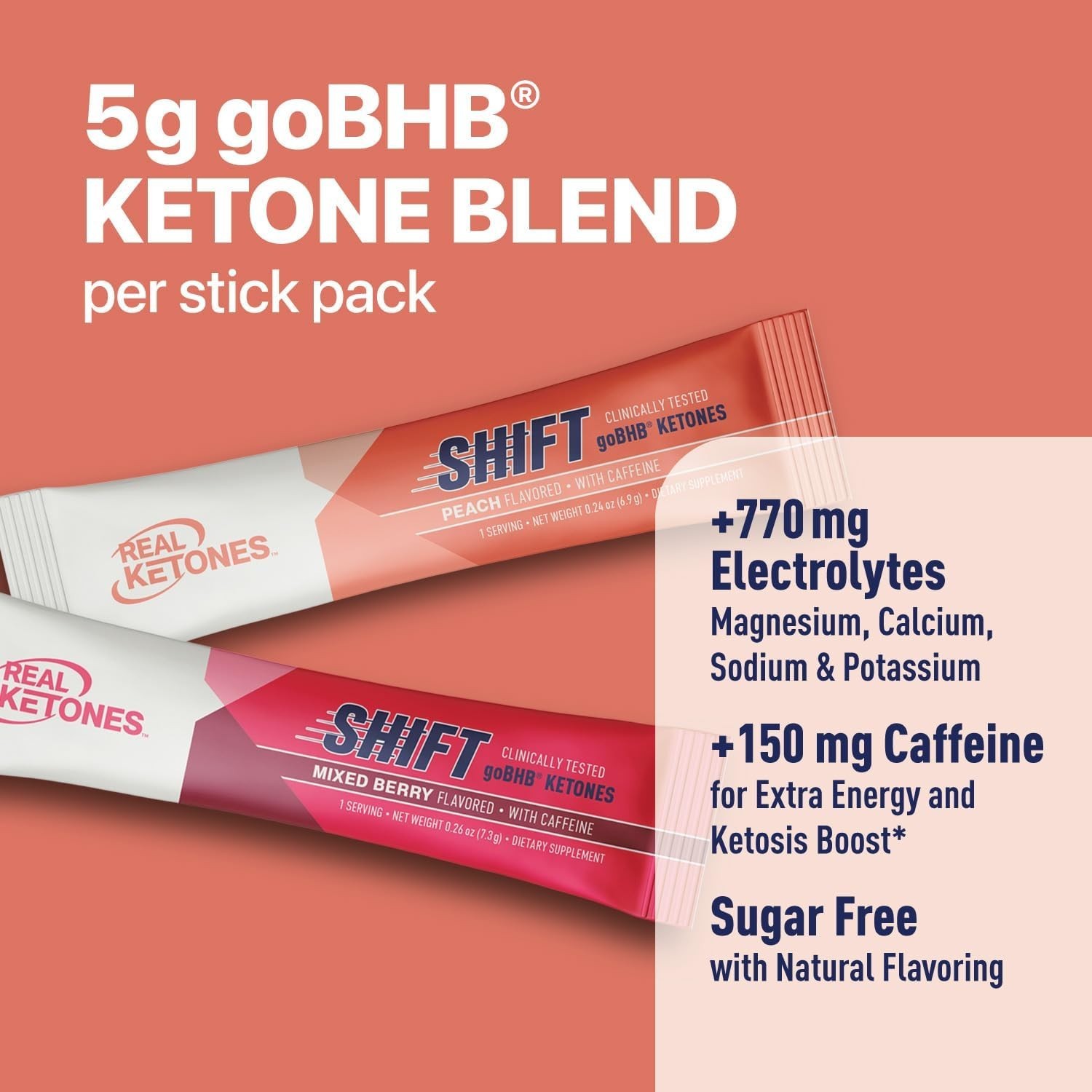 7ct 1oz Berry Peach BHB Exogenous Ketones Drink Keto Electrolytes Powder